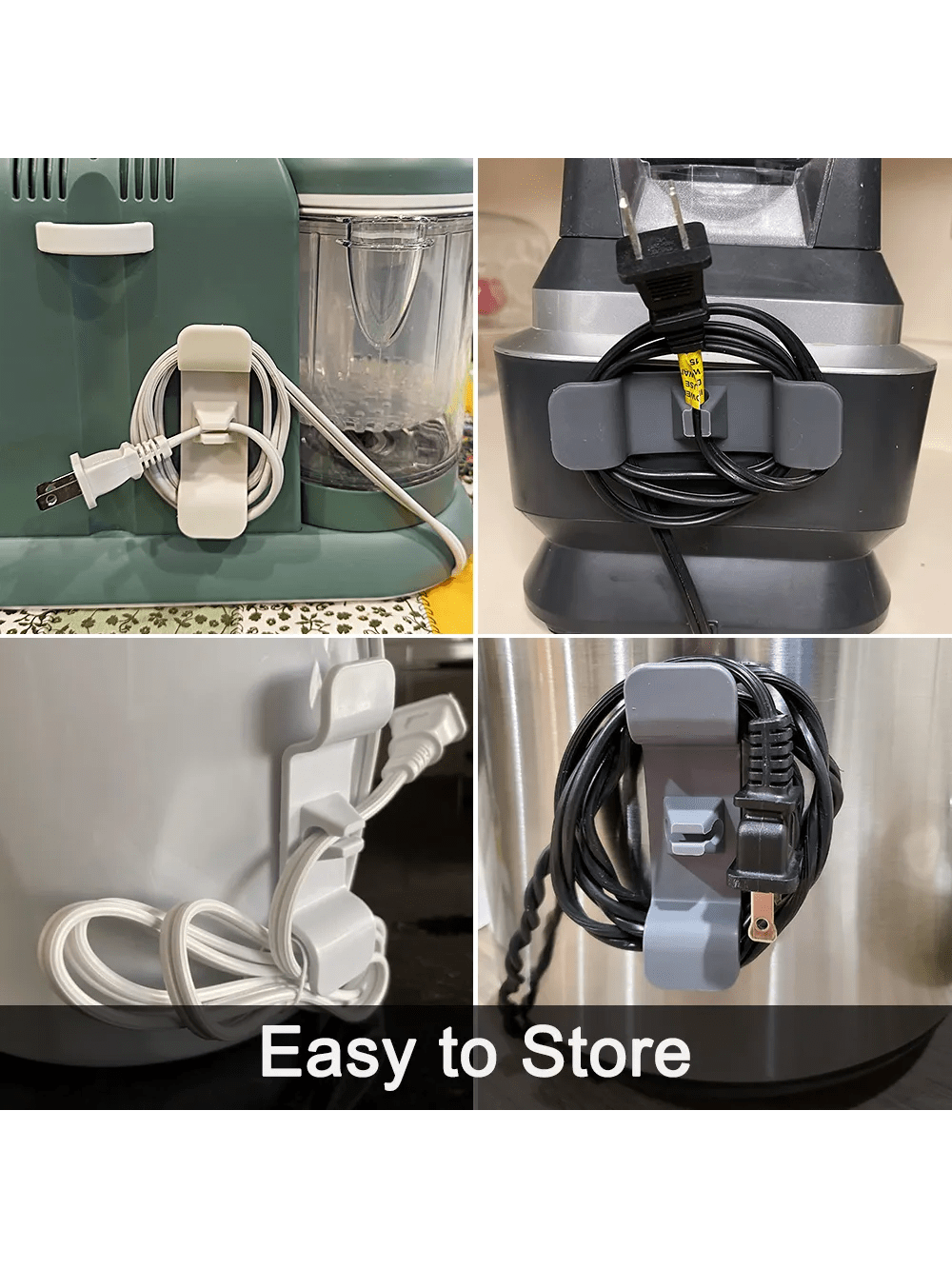 (6pcs Gray) Kitchen Wire Winding Device, Power Cord Hidden Fixing Organizer, Appliance Wire Arranger-Grey-7