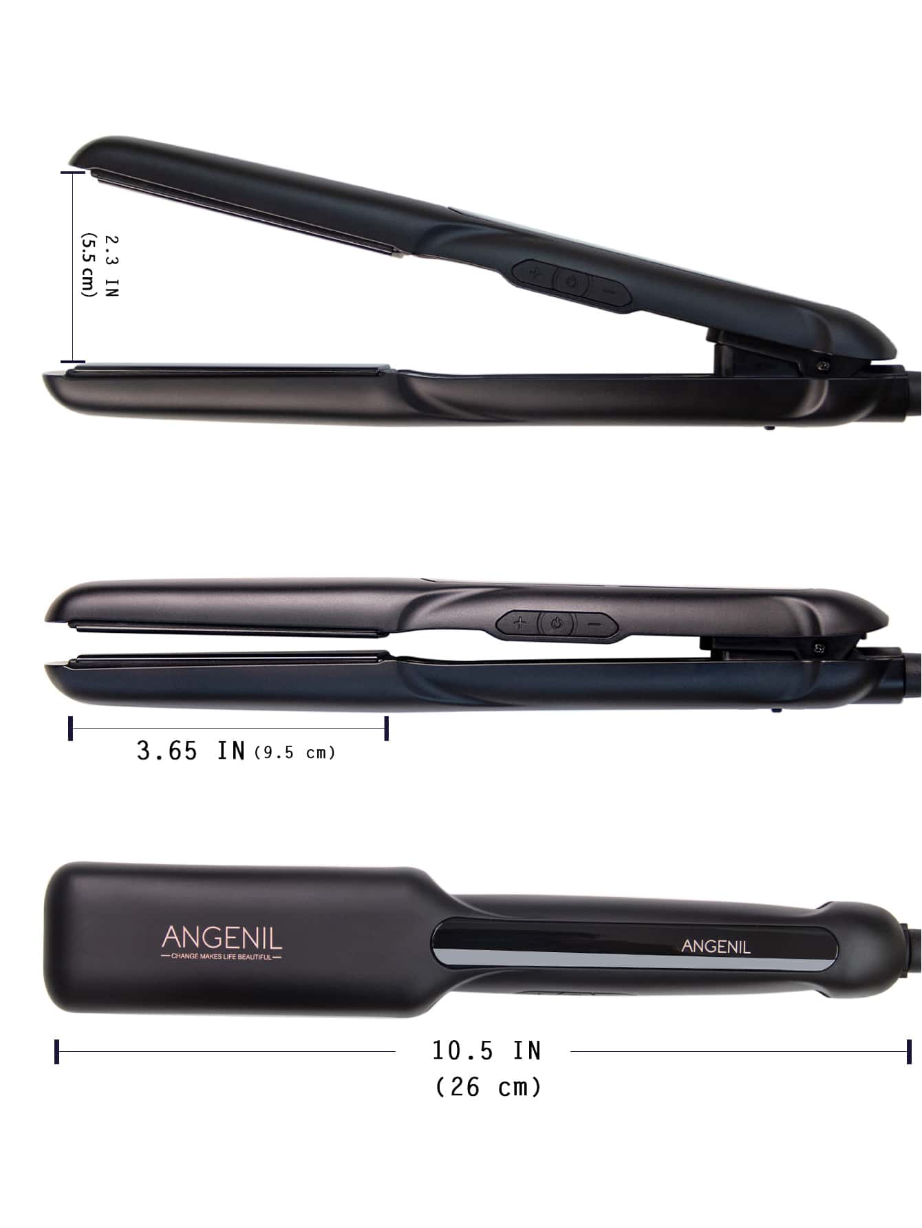 (AU)ANGENIL Argan Oil Flat Iron Curling Iron in One, Professional Portable Dual Voltage Ceramic Hair Straightener, 1.6 Inch Wide Flat Iron for Thick Hair, Fast Straightening Styling, LCD Display-Pink-8
