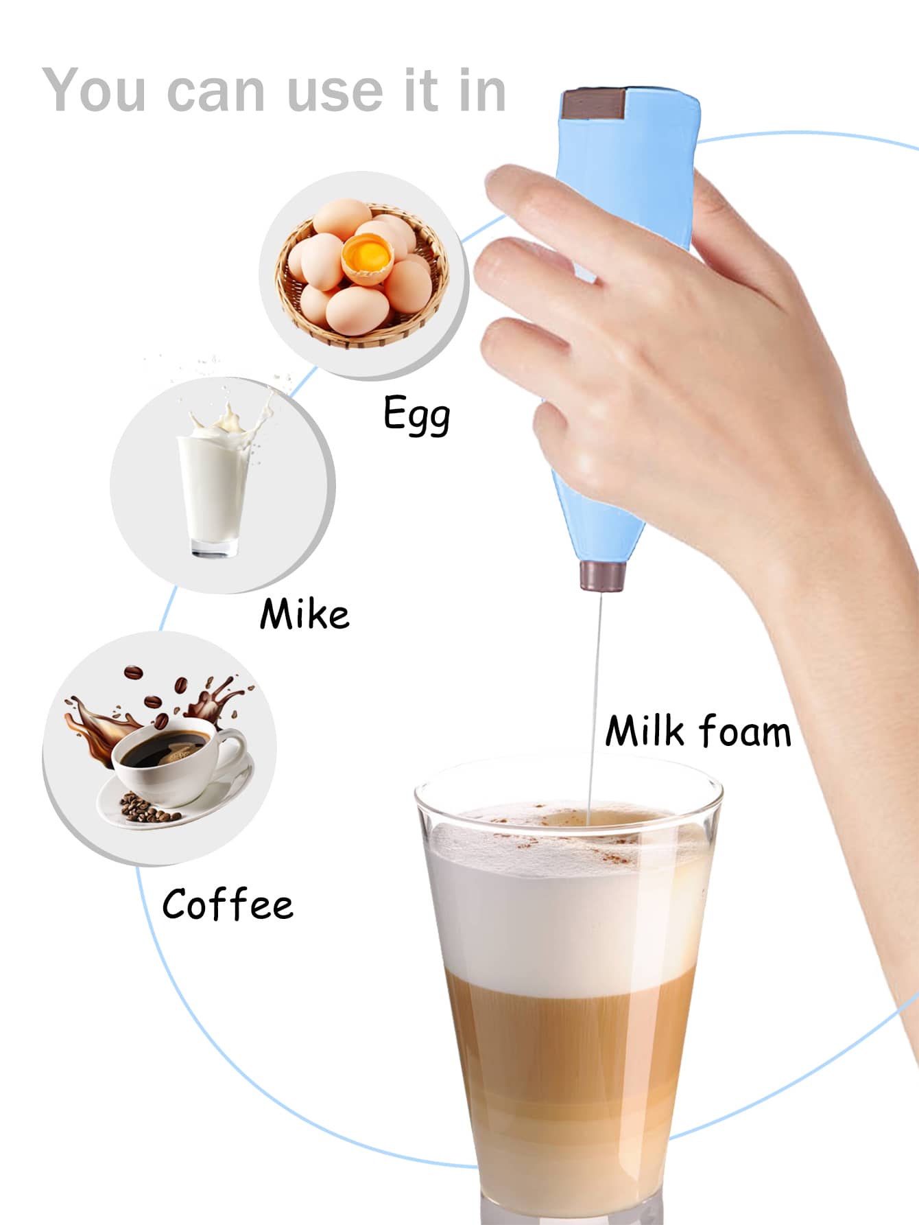 1pc Handheld Electric Egg Beater, Coffee Stirrer, Milk Frother