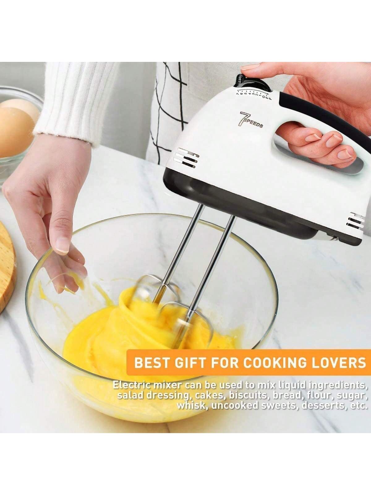 Hand Mixer Electric Handheld Blenders, 7-speeds Cake Whisk With 2 Beaters &  2 Dough Hooks Mini Egg Cream Food Beater For Kitchen Baking Cake
