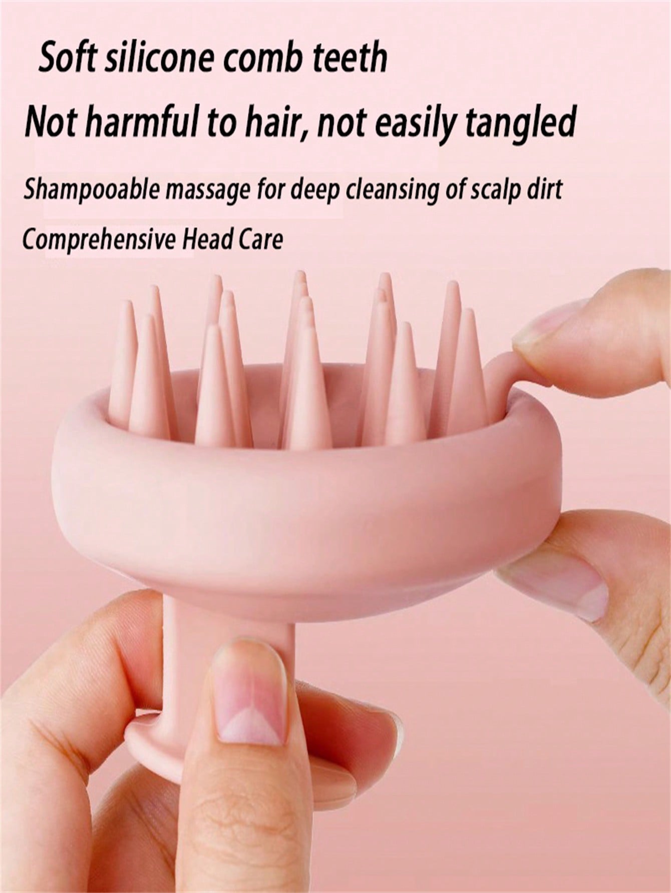 (gift Box) 1pc Scalp Massage Brush For Deep Cleaning, Anti Hair Loss & Itching Prevention, Skin-friendly Silicone Bristles & Ergonomic Design For Hair Salon & Home Use-Pink-1