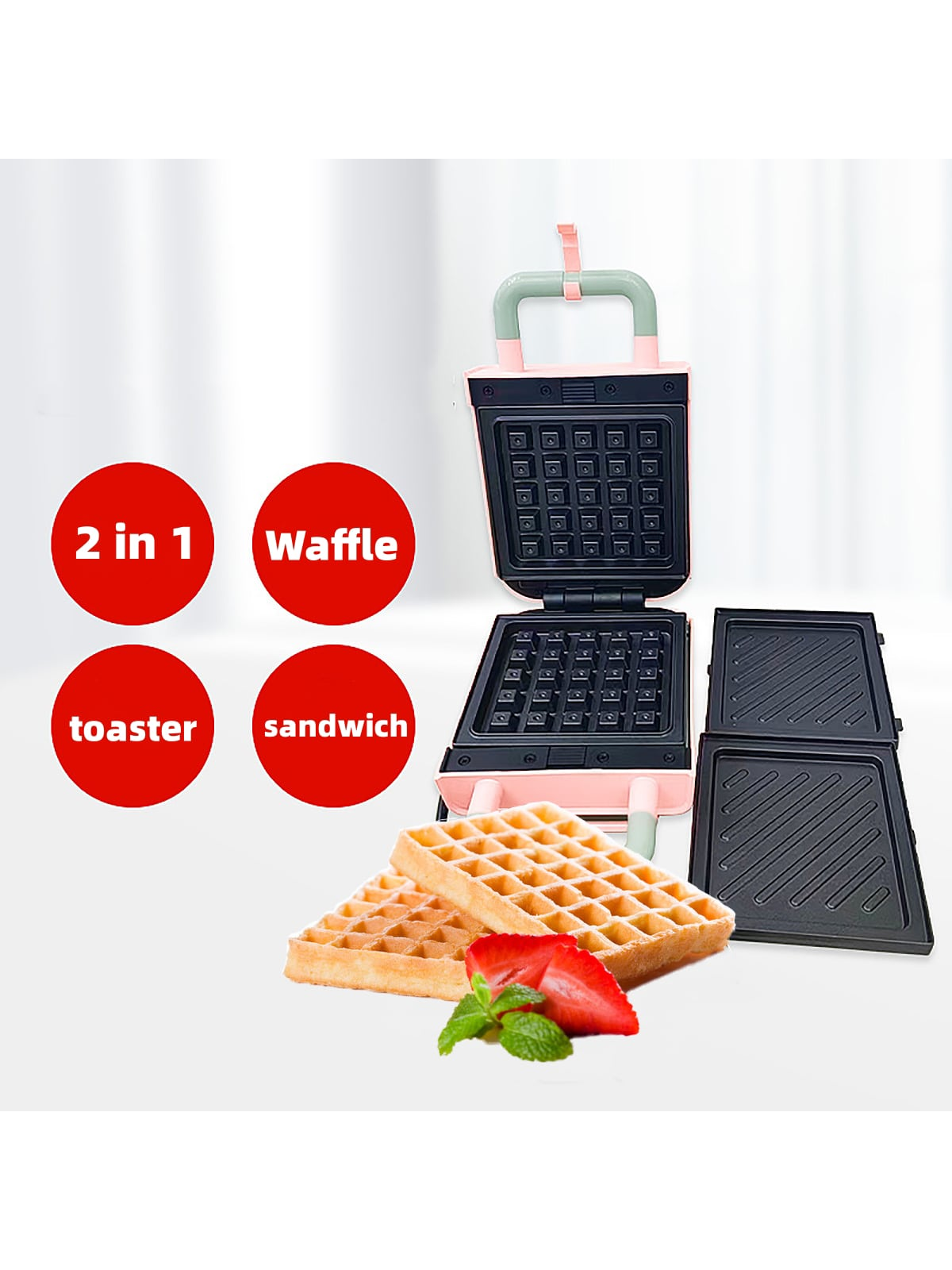 2-in-1 Mini Waffle Maker, Sandwich Maker, Toaster, Compact Multifuncti –  vacpi