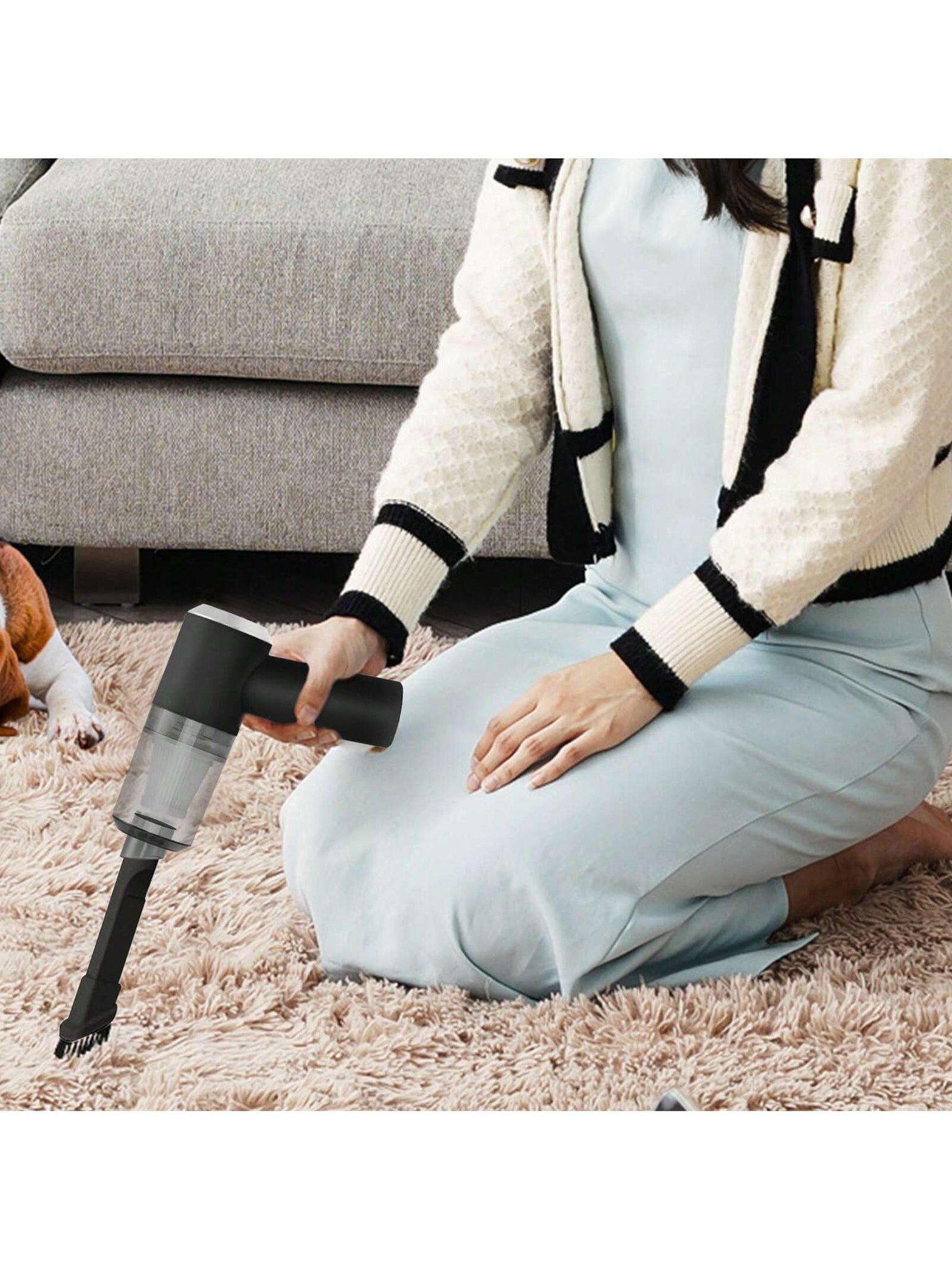 【upgraded Version】high-power Cordless Handheld Portable Vacuum Cleaner, Type-c Charging Port For Car And Home Use (white), Nozzle And Blocking Plate Included-Black-1