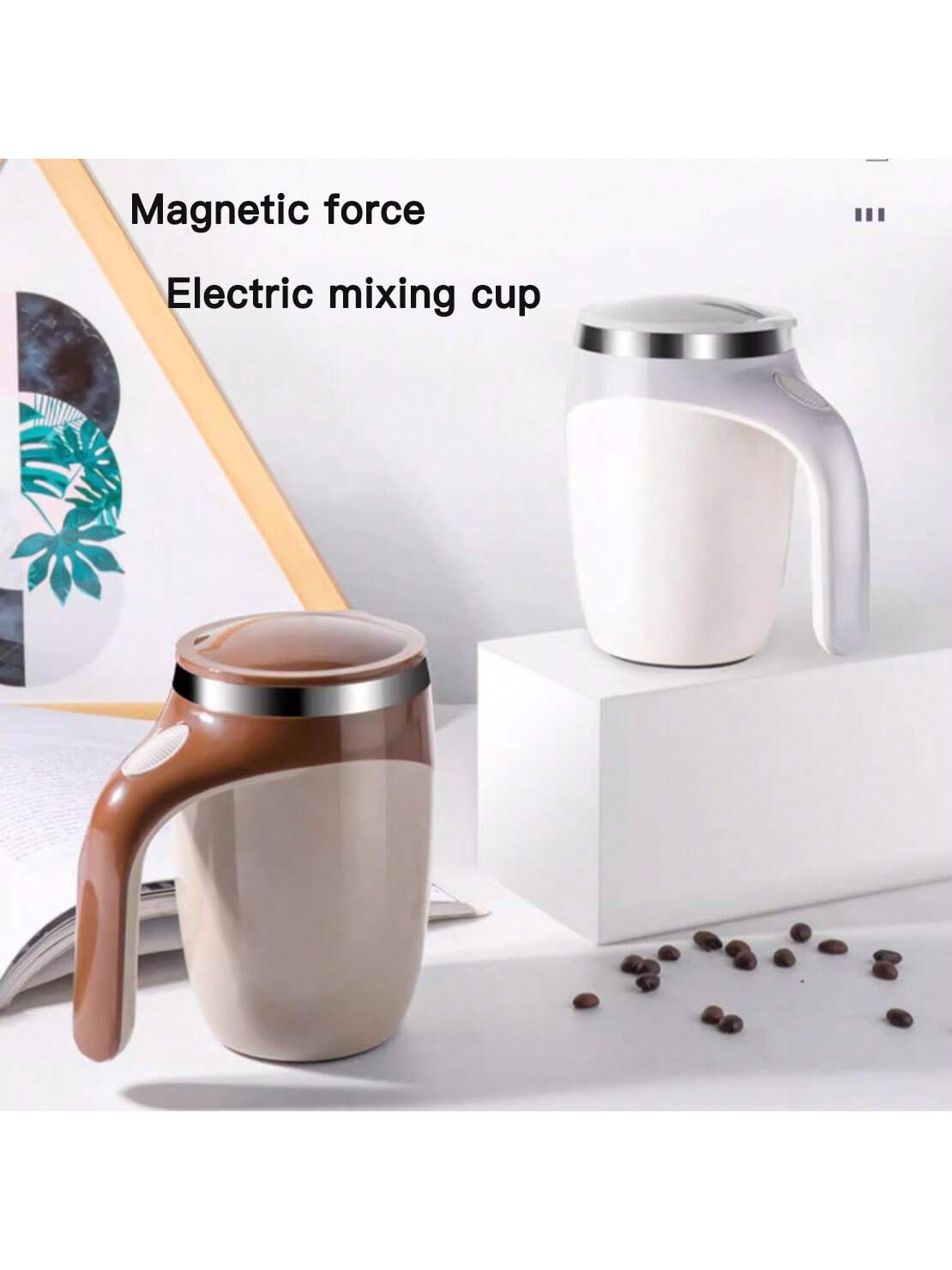 0.2w Automatic Self Stirring Magnetic Mug Stainless Steel Coffee Milk Electric  Mixing Cup Self Stirring Home Office Travel Mixing Cup Not Included  Batteries