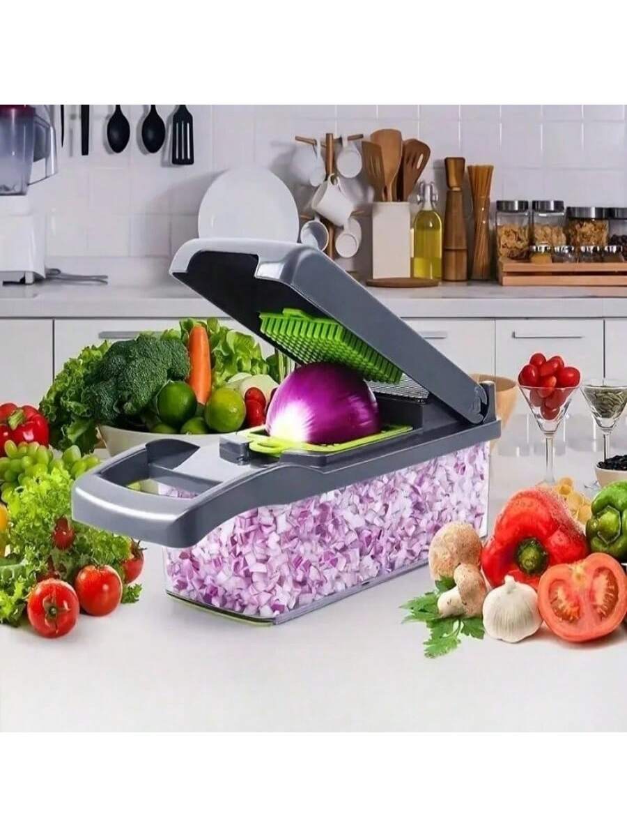 1set Vegetable Chopper Multifunction Vegetable Cutter With Drain Basket  Kitchen Gadget Set Vegetable Slicer Cutter Potato Onion Chopper Portable  Slicer With 6 Blade