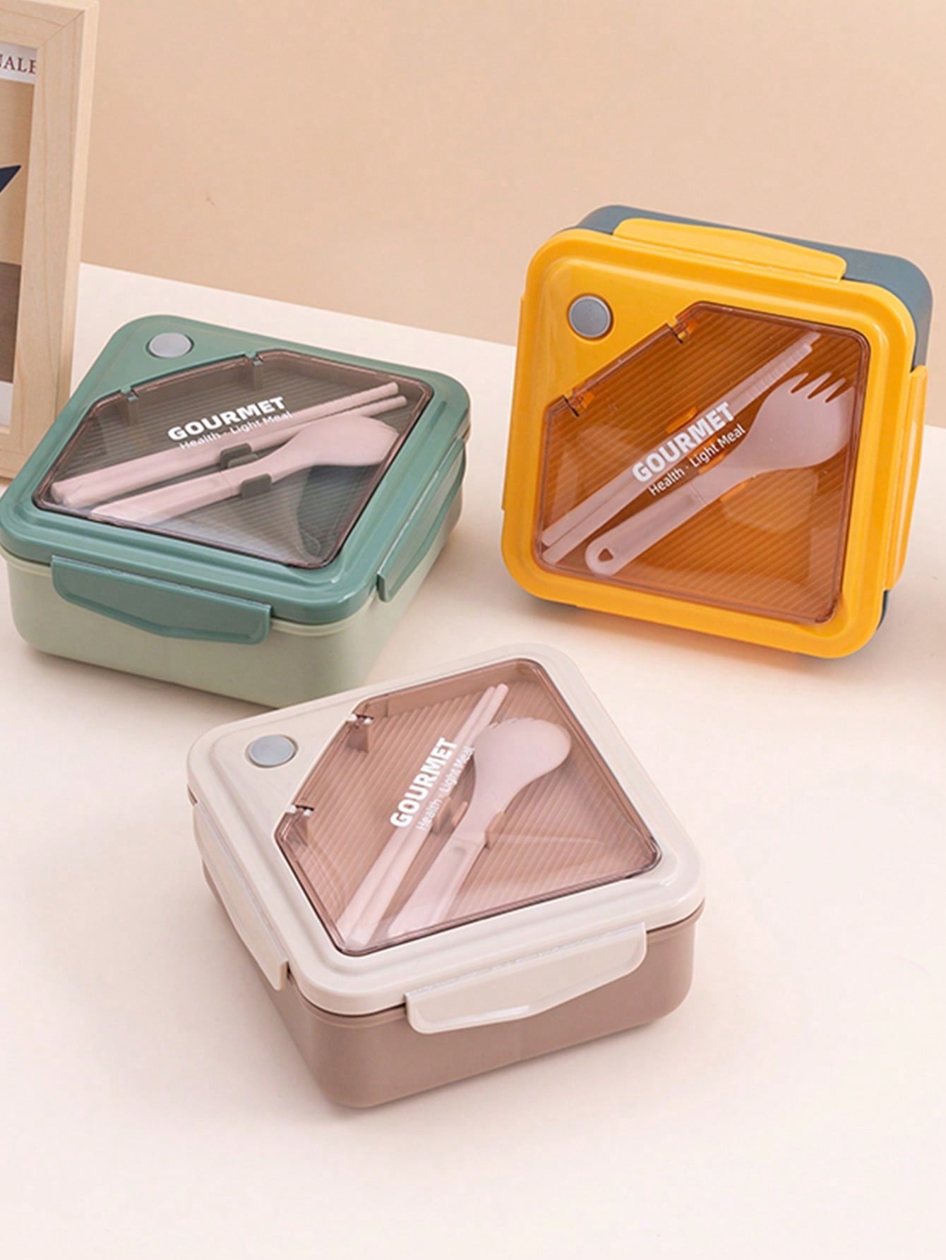 1pc Microwave Safe Plastic Lunch Box With Compartments For Adults Or  Students