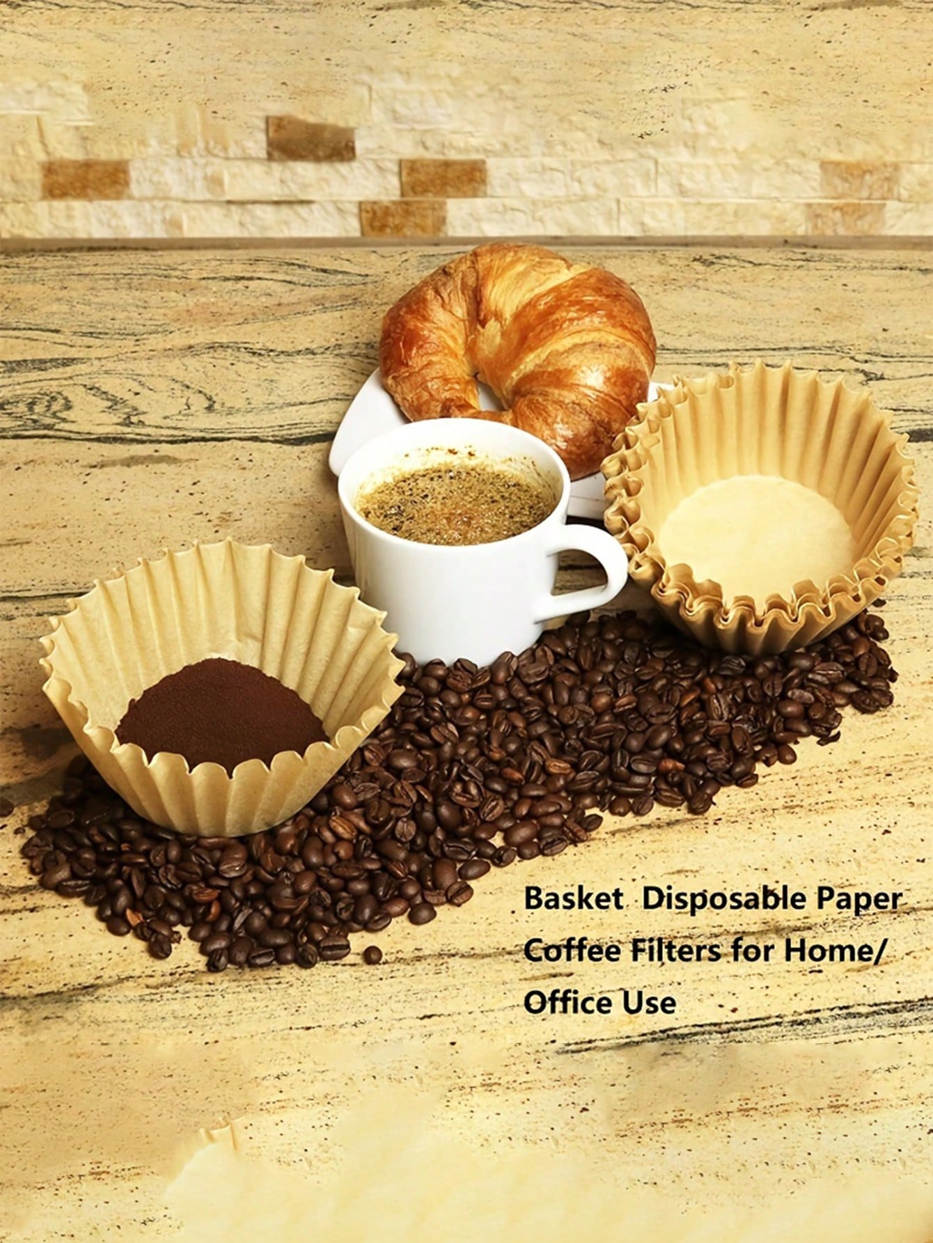1 Box/50pcs Small Size White Coffee Filter Paper, Disposable Basket Style Coffee Filter, Pleated Paper Filter For Coffee Cup-white trumpet-1