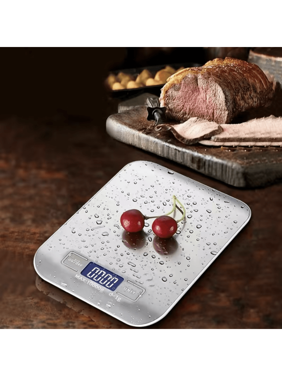 1pc Battery Powered Food Baking Scale, Waterproof Stainless Steel Kitchen  Weighing Tool For Cooking