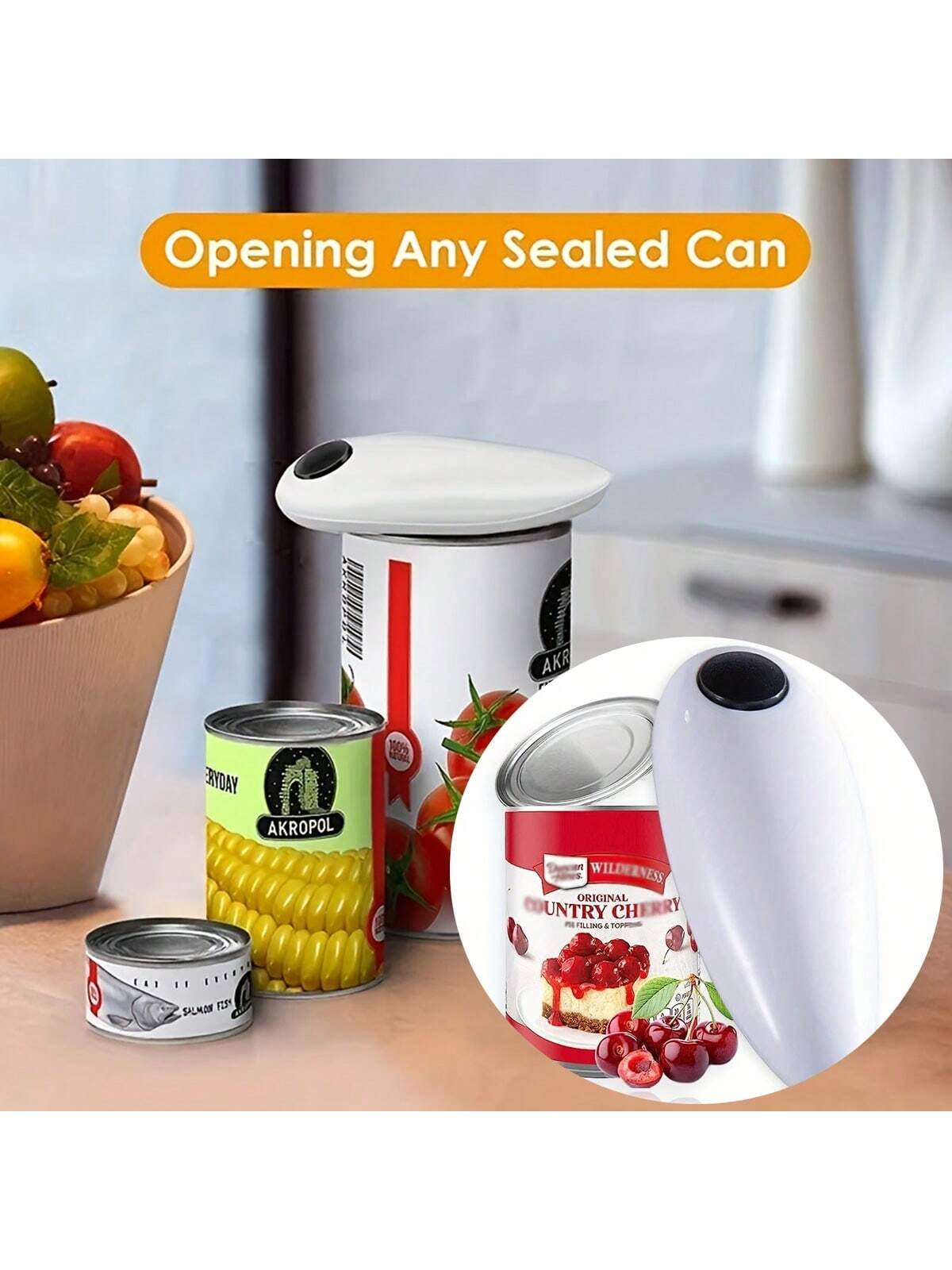1pc White Smooth Edge Electric Can Opener for Easy Opening,Perfect for –  vacpi