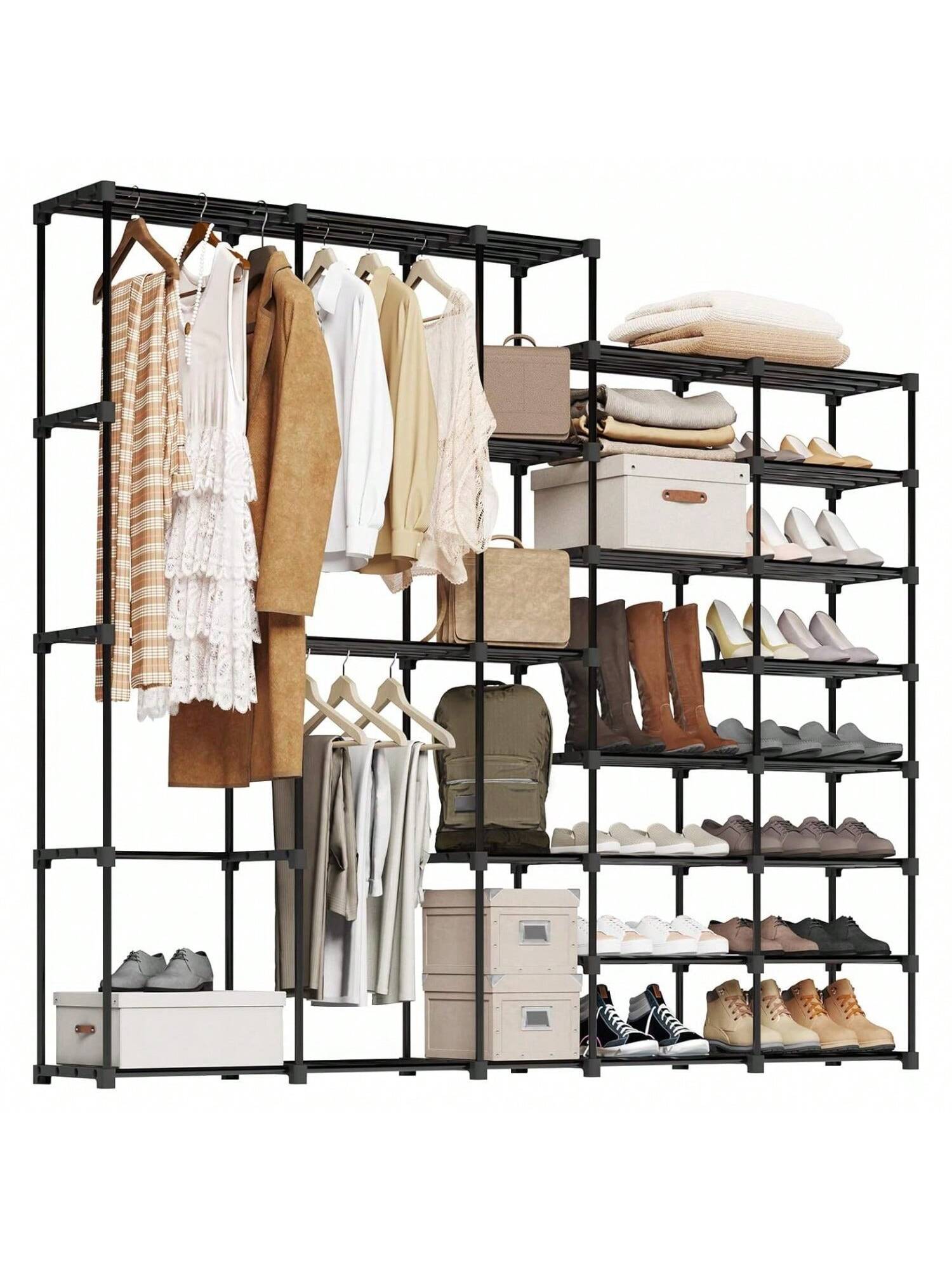 UNITSTAGE Extra Large Shoe Rack Organizer for Closet for Garage 72-76 Pairs  Heavy Duty Stackable Shelf Storage for Entryway with Plastic Connectors