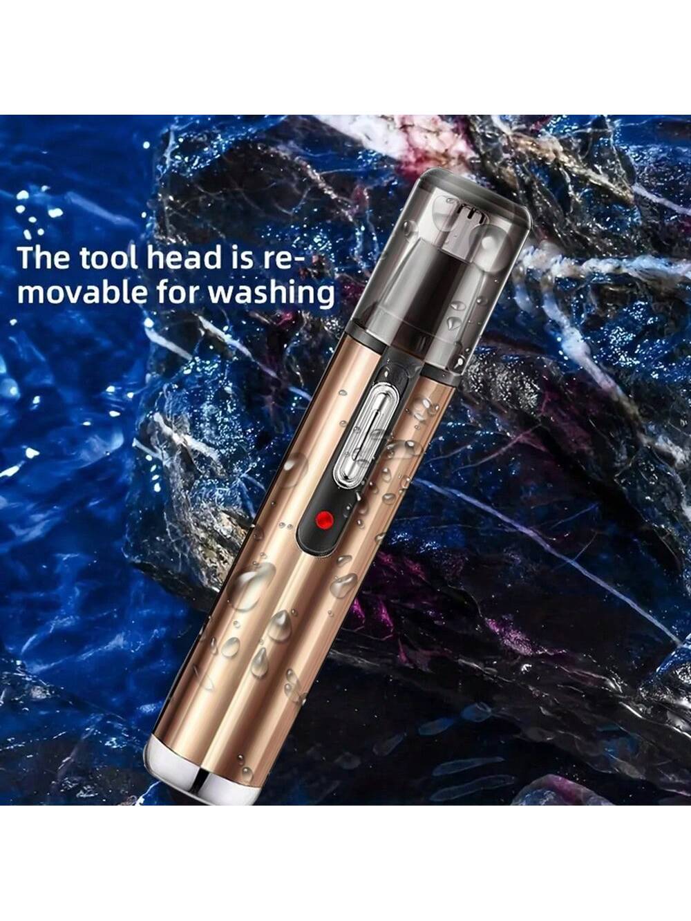 1 Battery Universal Eyebrow And Nose Hair Trimmer, Household Waterproof Gold Color-Gold-1