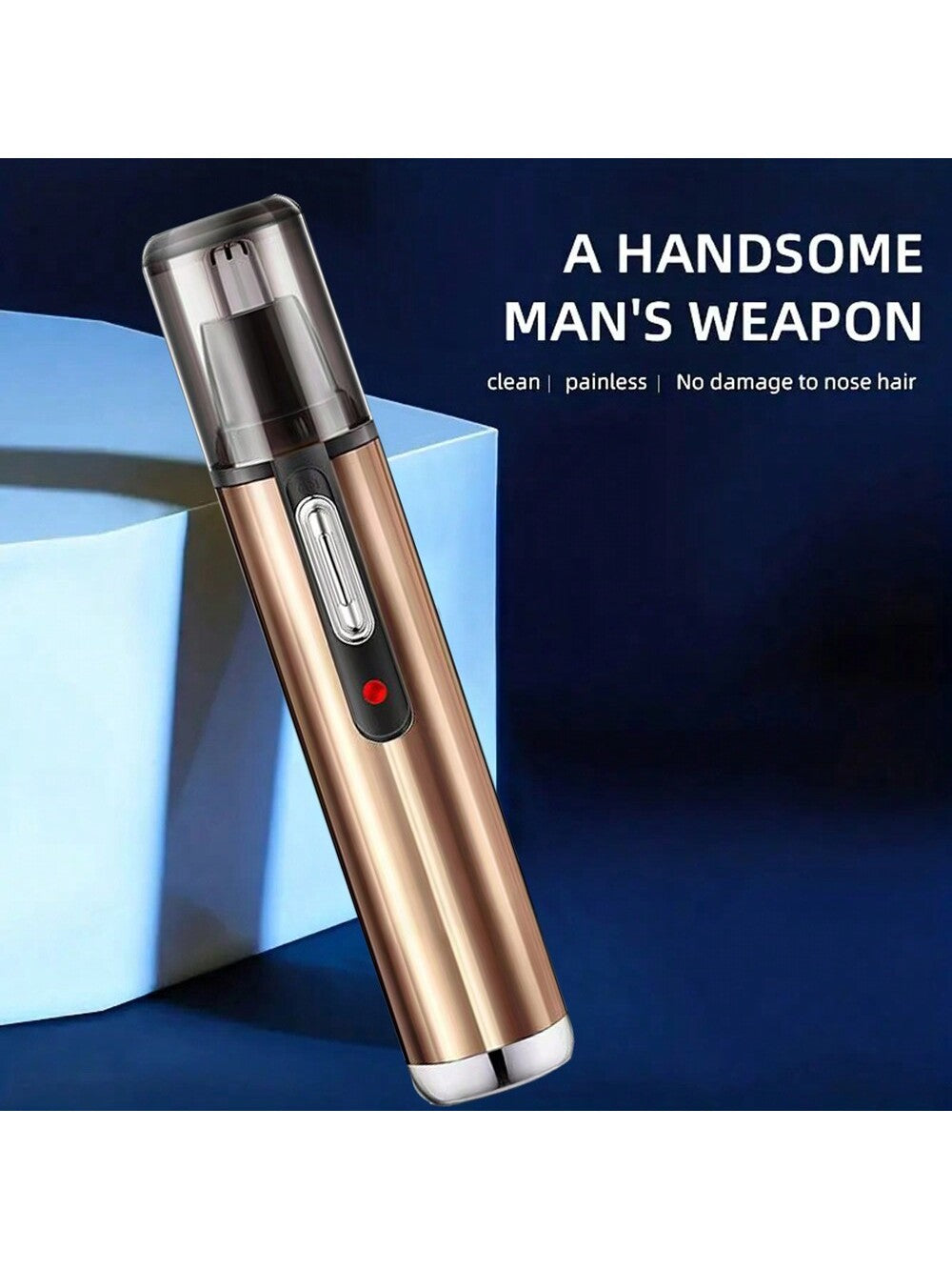 1 Battery Universal Eyebrow And Nose Hair Trimmer, Household Waterproof Gold Color-Gold-2