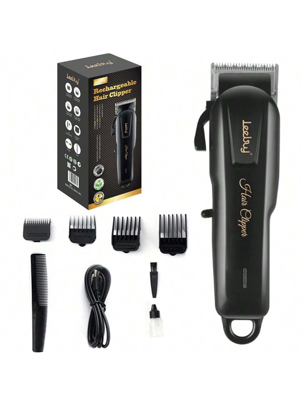[Luxury Package] Classic Electric Hair Clipper Professional Usb Electric Pusher Hair Salon Home Hairdresser Set-Black-1