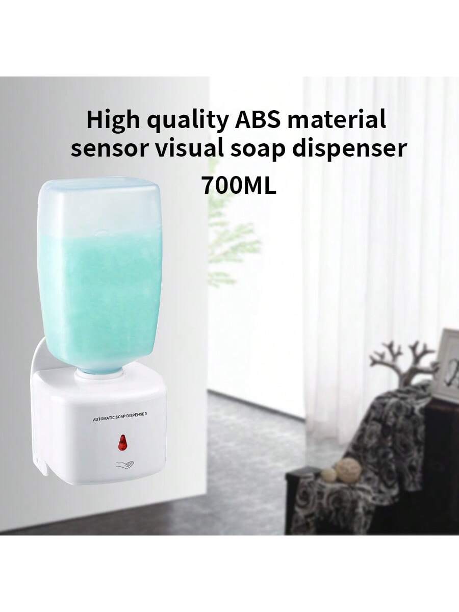 1 ABS Material Sensor Soap Dispenser 700 Ml, Wall-Mounted Drip System, Hygienic And Safe, Fast Dispensing, Battery-Operated (4 No. 5 Batteries) Batteries Not Supplied, Suitable For Walls, Bathrooms, Kitchens And Commercial Use-White-1