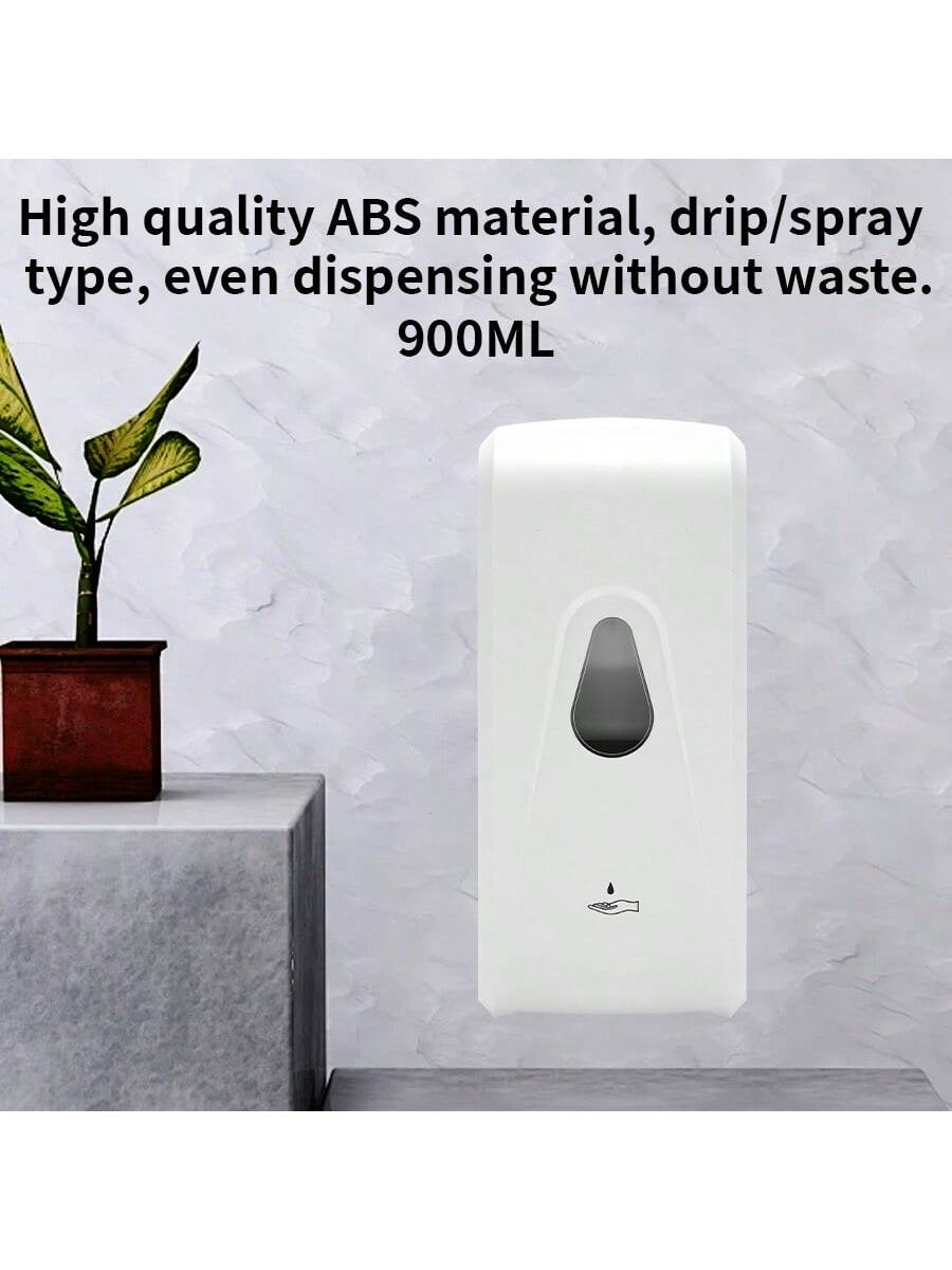 1 ABS Sensor Hand Sanitizer, Spray, Drip, 4 #2 Batteries (Batteries Not Supplied), For Walls, Bathrooms, Toilets, Kitchens, Commercial Locations, 900ml White-White-1