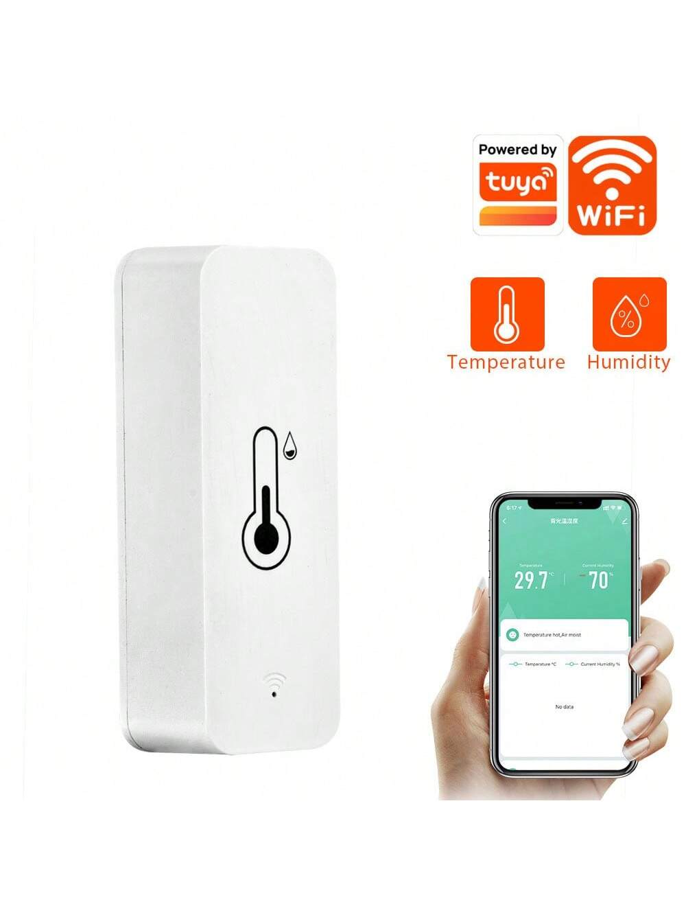 TUYA Smart WIFI Temperature and Humidity Detector Indoor Wireless