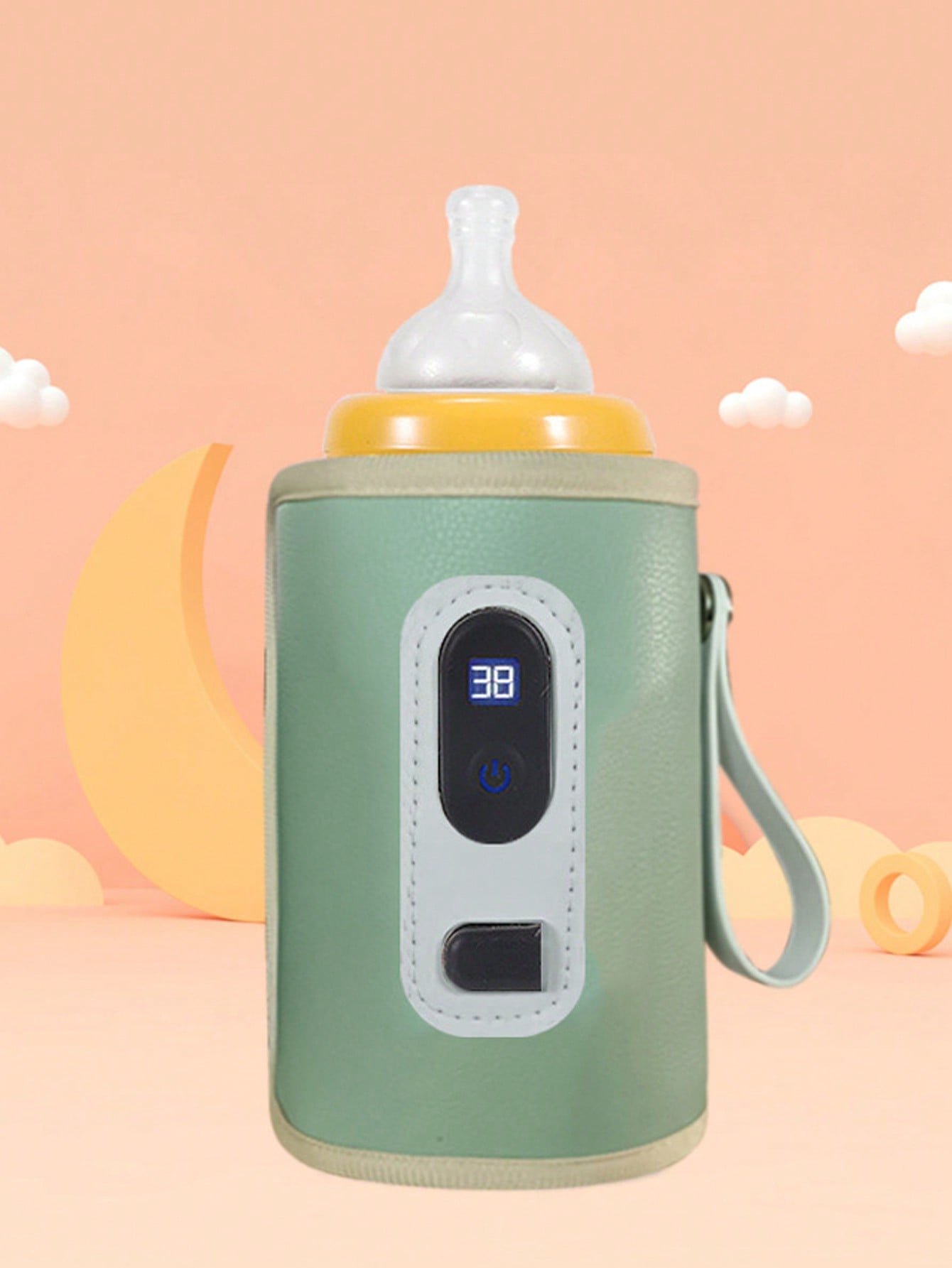 (Power By USB) Portable Bottle Warmer Milk Water Warmer Bottle Heater Drink Warm Milk Thermostat Bag-Green-1