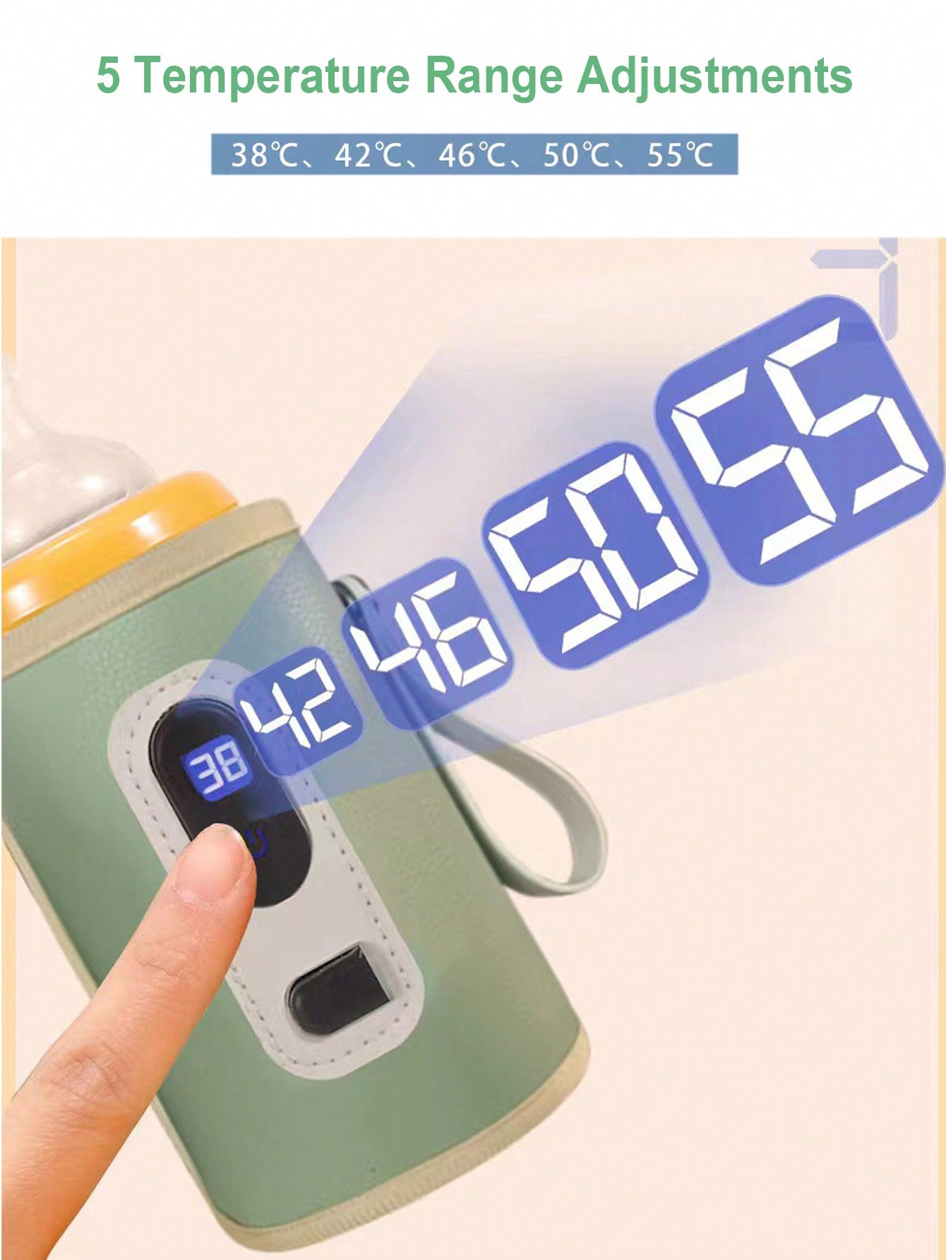(Power By USB) Portable Bottle Warmer Milk Water Warmer Bottle Heater Drink Warm Milk Thermostat Bag-Green-2