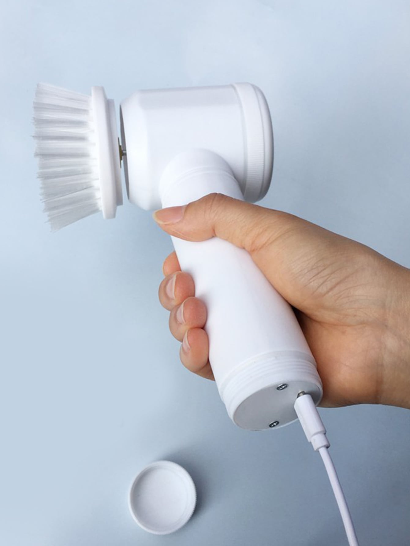 1pc Multifunction Electronic Cleaning Brush, Simple White ABS Cleaning Brush For Household