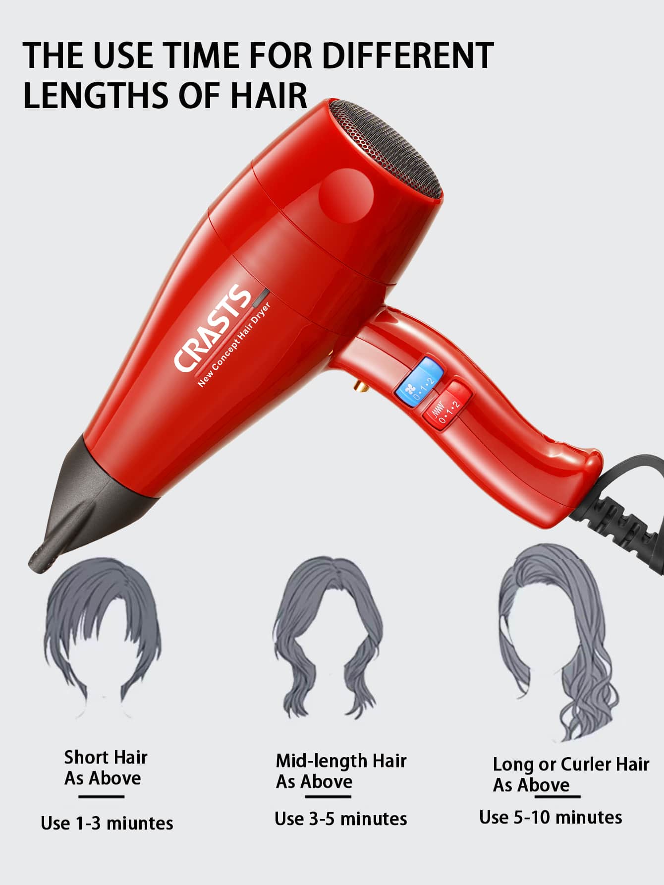 1pc Letter Graphic Hair Dryer, Multifunction Portable Hair Dryer For Household And Travel