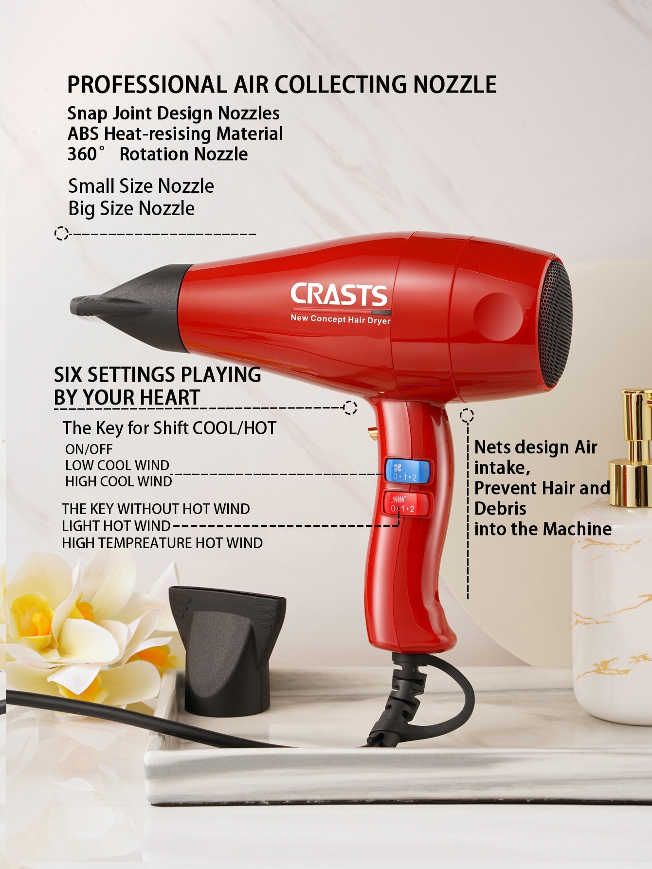1pc Letter Graphic Hair Dryer, Multifunction Portable Hair Dryer For Household And Travel
