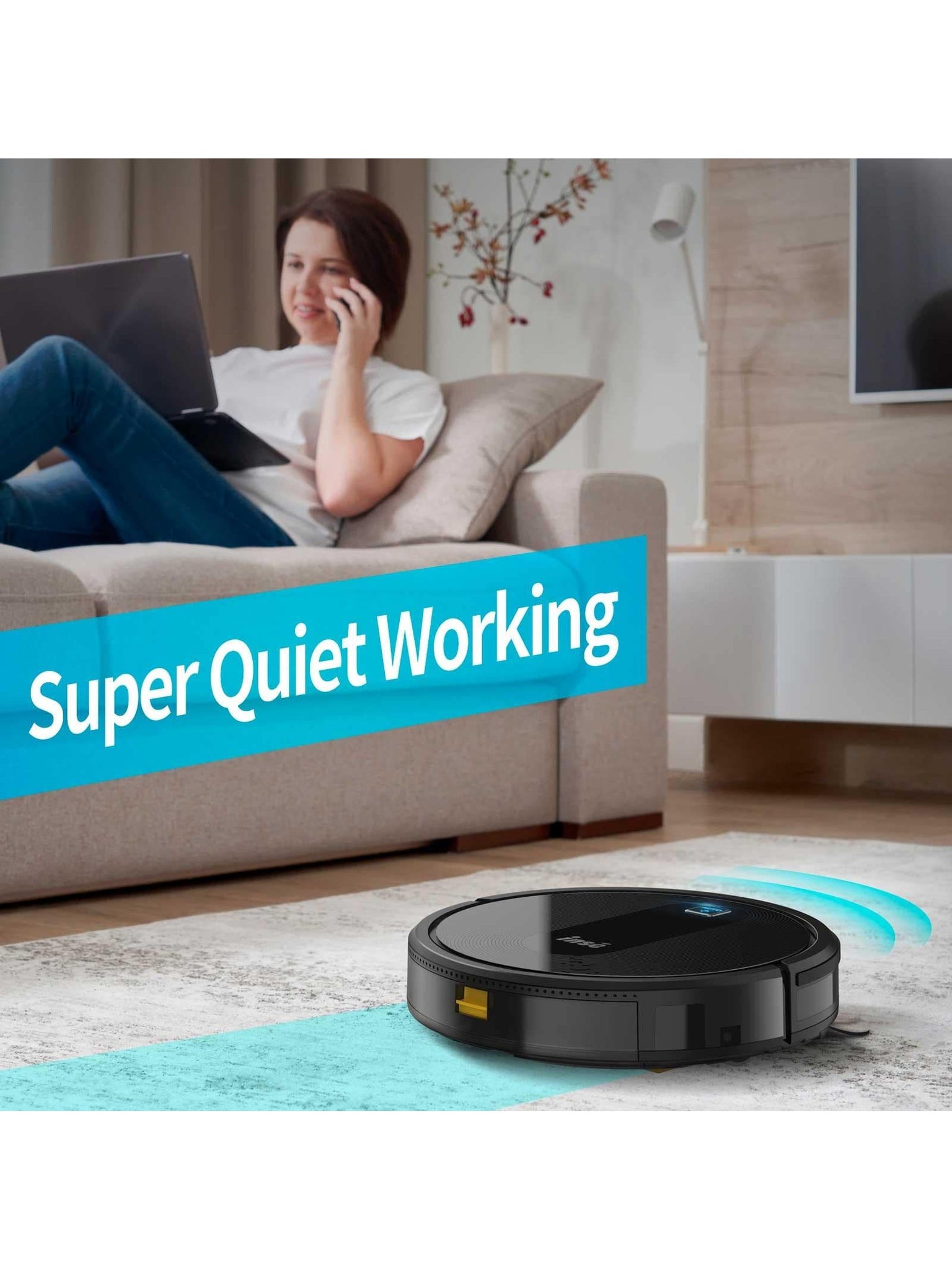 INSE Robot Vacuum Cleaner 2000Pa Powerful Suction, Super Slim Quiet, 120min Runtime, Self Charging, Large Dustbin, Daily Schedule Smart Robotic Vacuum