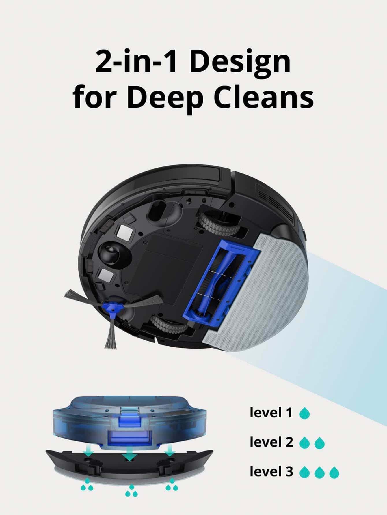 eufy Clean by Anker, Clean G40 Hybrid, Robot Vacuum, Robot Vacuum and Mop, 2,500 Pa Suction Power, Wi-Fi Connected, Planned Pathfinding
