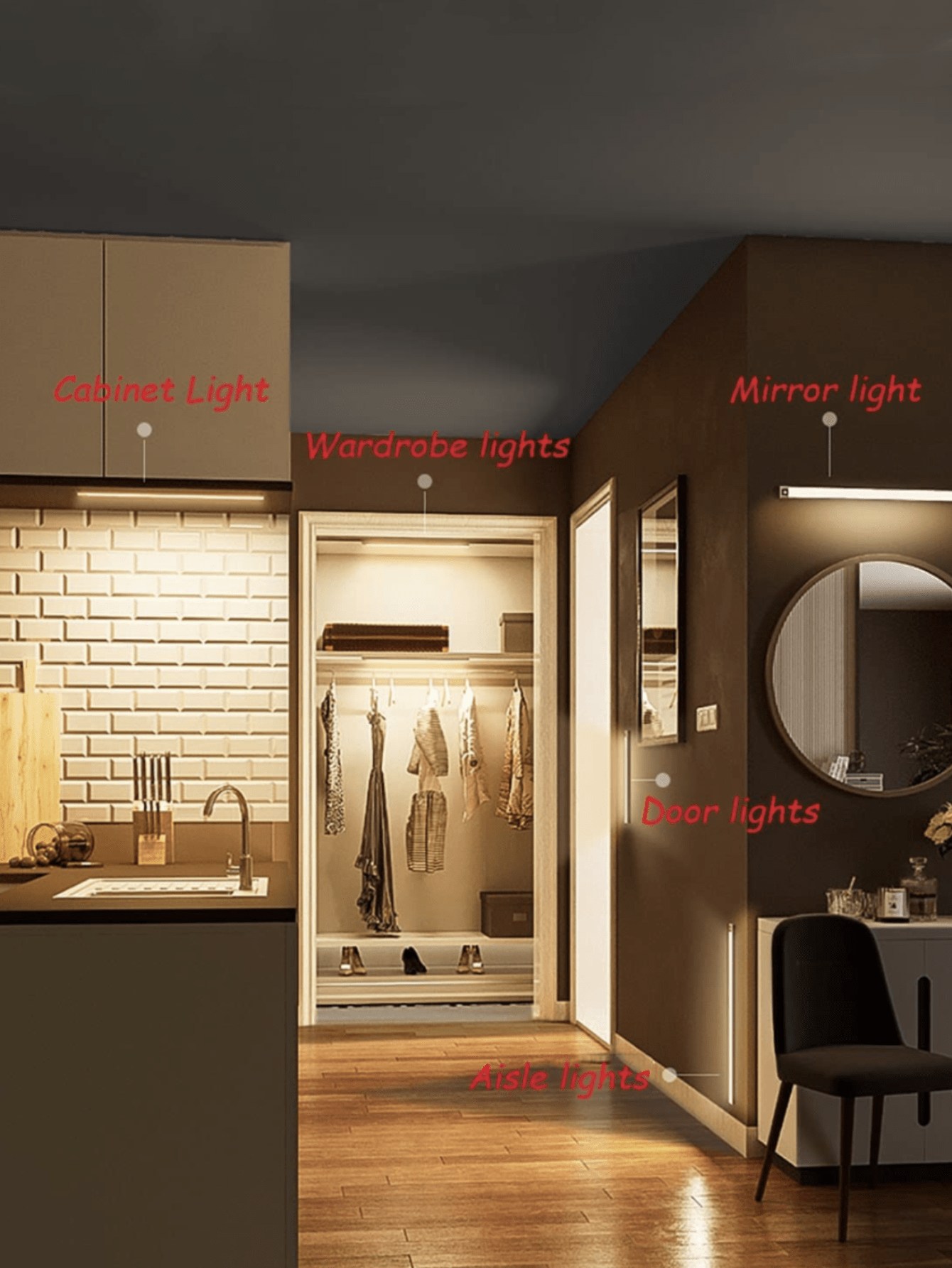 1pc ABS Body Sensor Cabinet Light, Modern White Motion Sensor Under Cabinet Light For Home