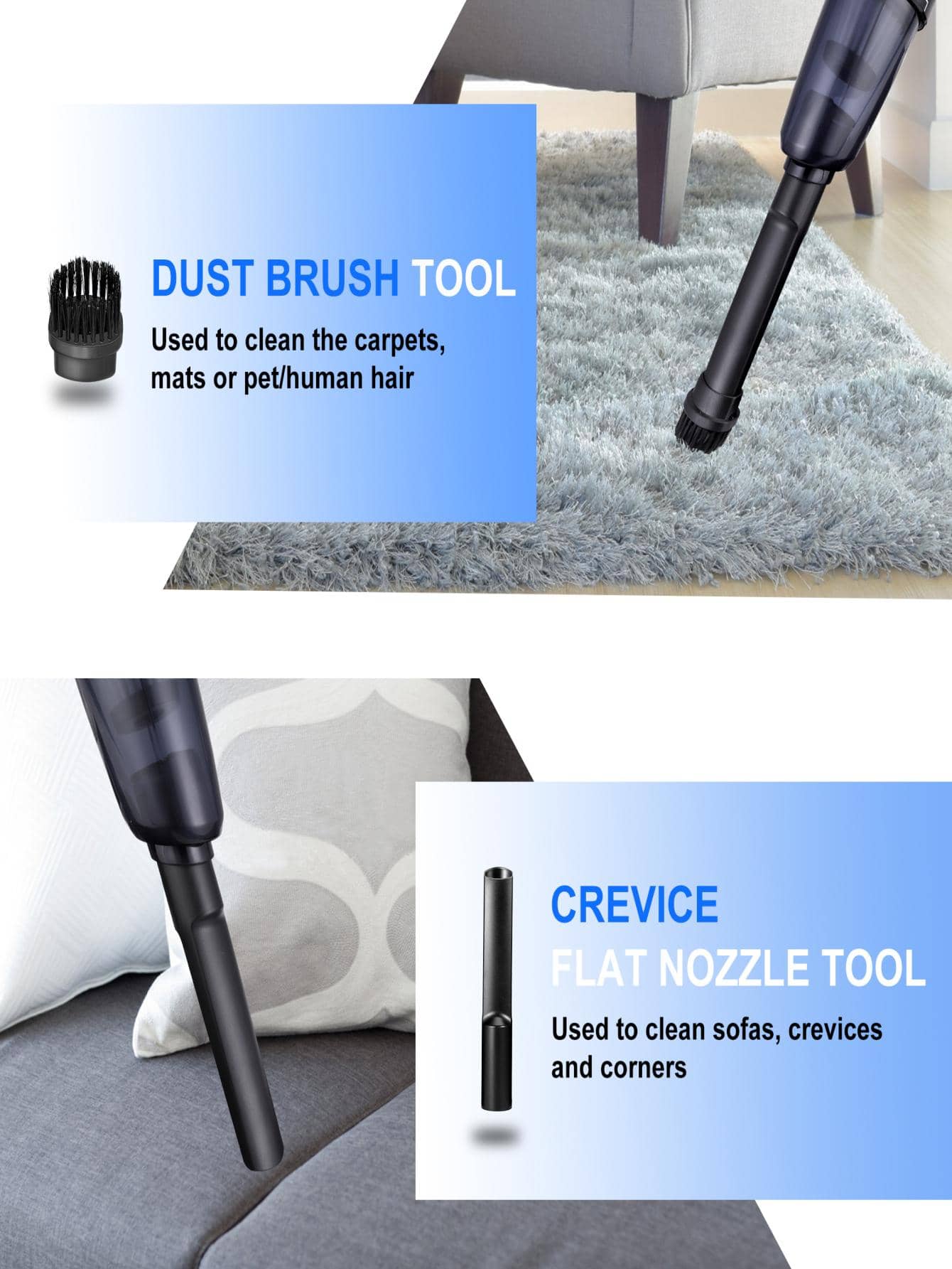 Vacuum Cleaner, Handheld Vacuum, High Power Handheld Portable Car Vacuum Cleaner Cordless, Deep Detailing Cleaning Kit of Car Interior
