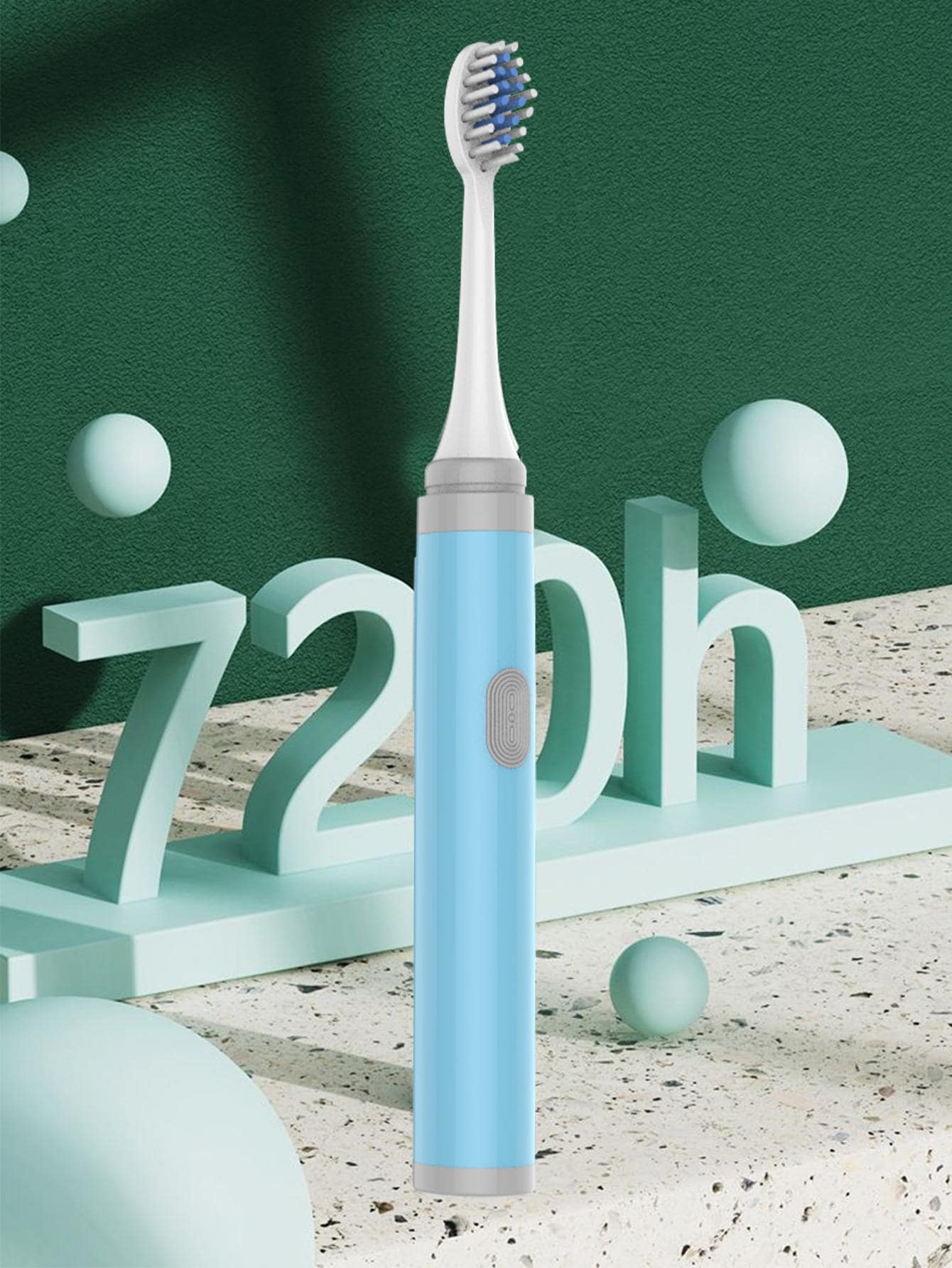 1pc PP Electric Toothbrush & 8pcs Replacement Toothbrush Head, Modern Two Tone Waterproof Portable Electric Toothbrush For Home
