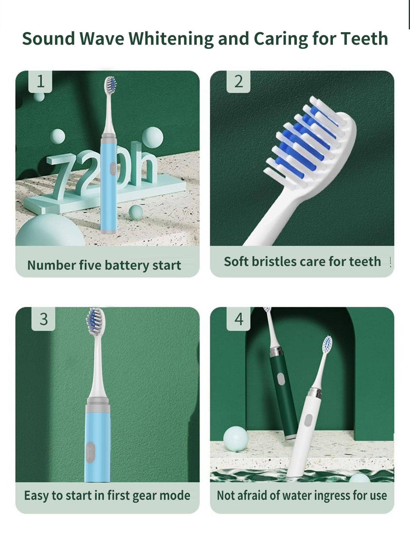1pc PP Electric Toothbrush & 5pcs Replacement Toothbrush Head, Modern Two Tone Waterproof Portable Electric Toothbrush For Bathroom
