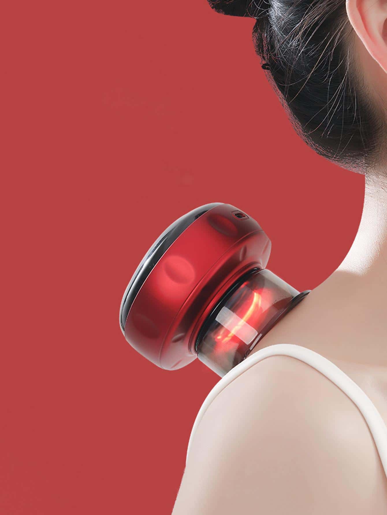 1pc USB Rechargeable ABS Cupping Instrument, Modern Red Scraping Instrument For Home
