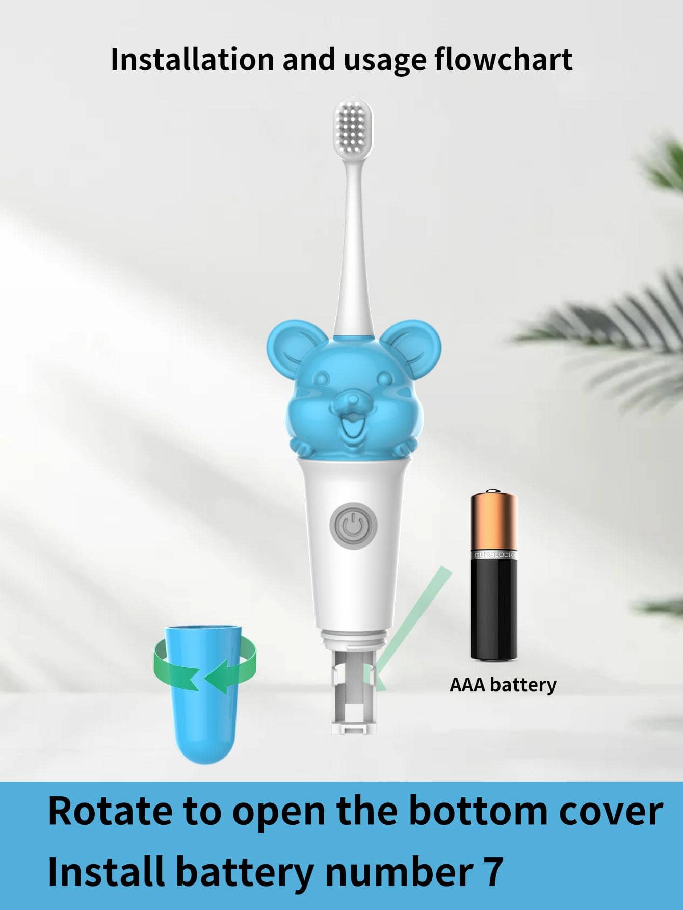 1pc PP Electric Toothbrush & 8pcs Brush Head, Modern Mouse Decor Soft-bristled Water Resistant Portable Electric Toothbrush For Daily Life