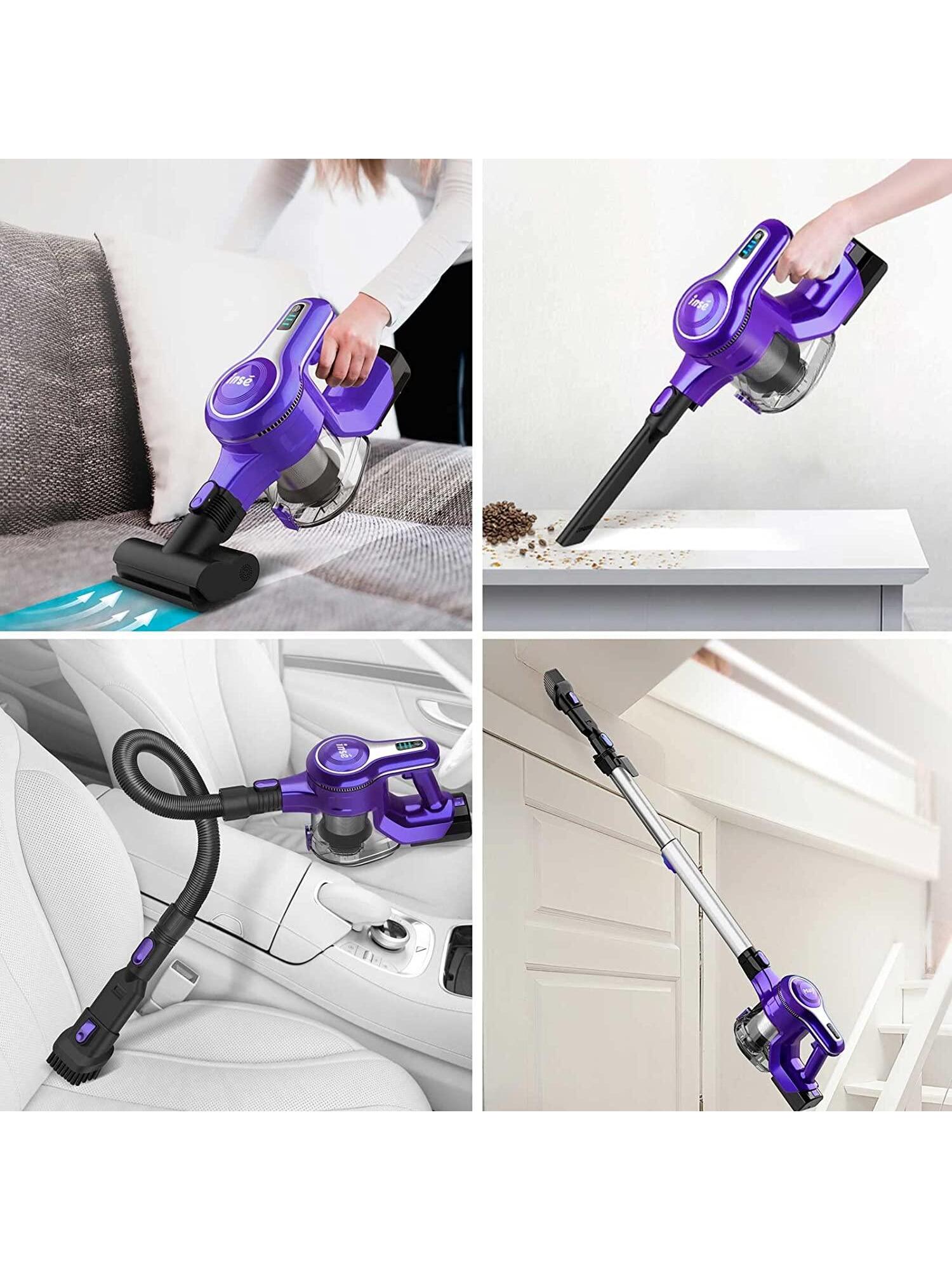 INSE S6 Cordless Vacuum Cleaner, 10 in 1 28KPa 300W Powerful Stick Vacuum, Rechargeable Cordless Vacuum, Up to 45min Runtime, Lightweight Vacuum Cleaner for Carpet Hard Floor Pet Hair
