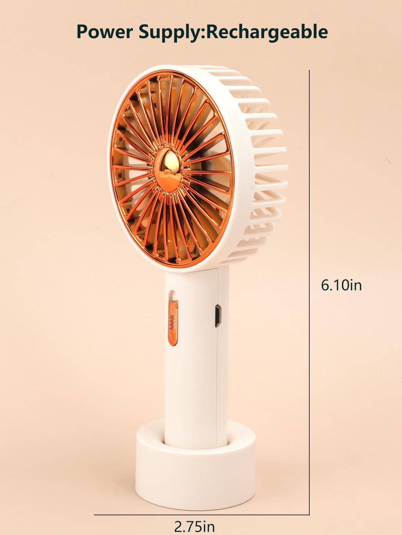 1pc Plastic Mini Fan, Modernist Portable Handheld Fan For Home, School-Beige-3