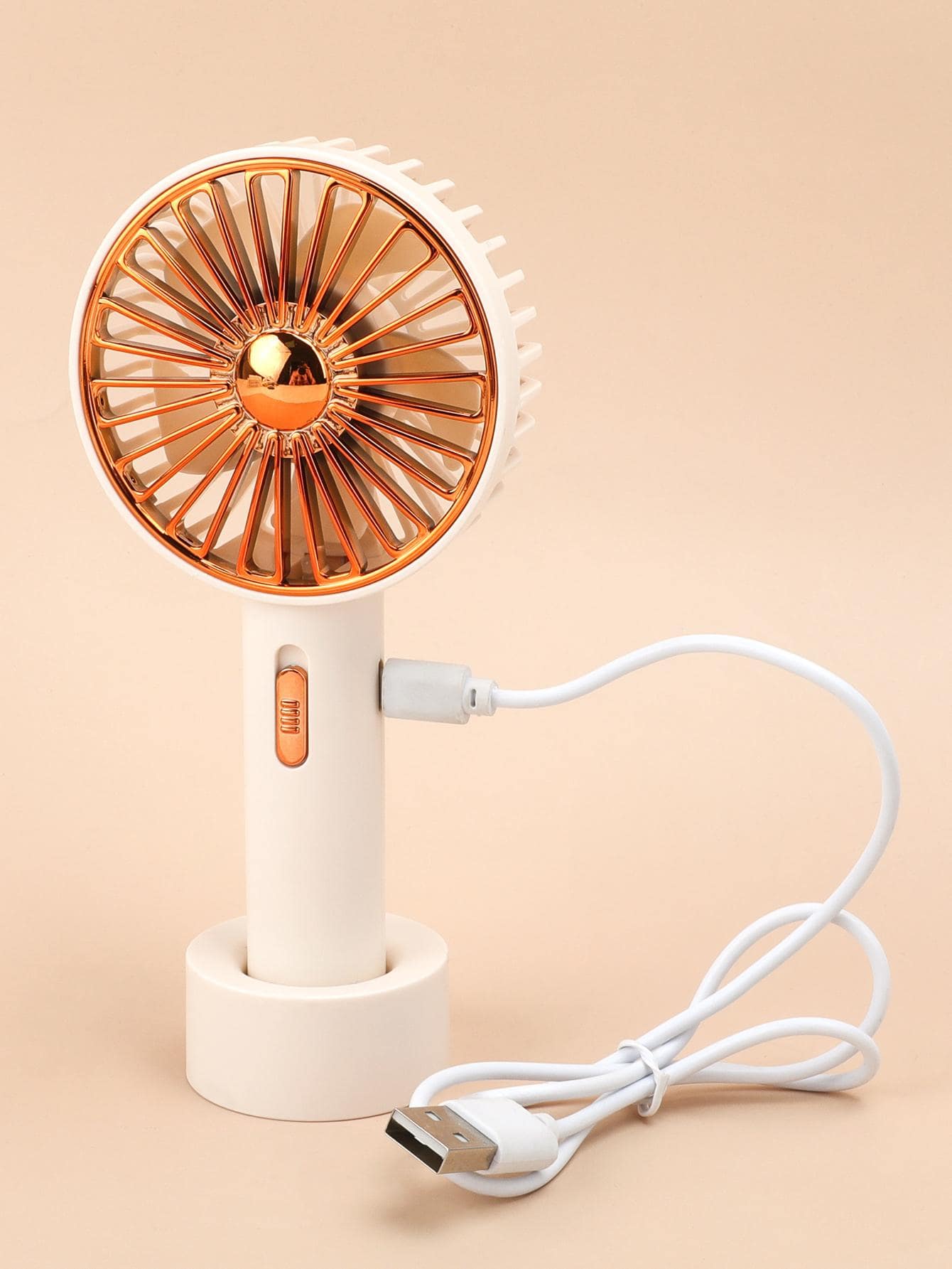 1pc Plastic Mini Fan, Modernist Portable Handheld Fan For Home, School-Beige-5