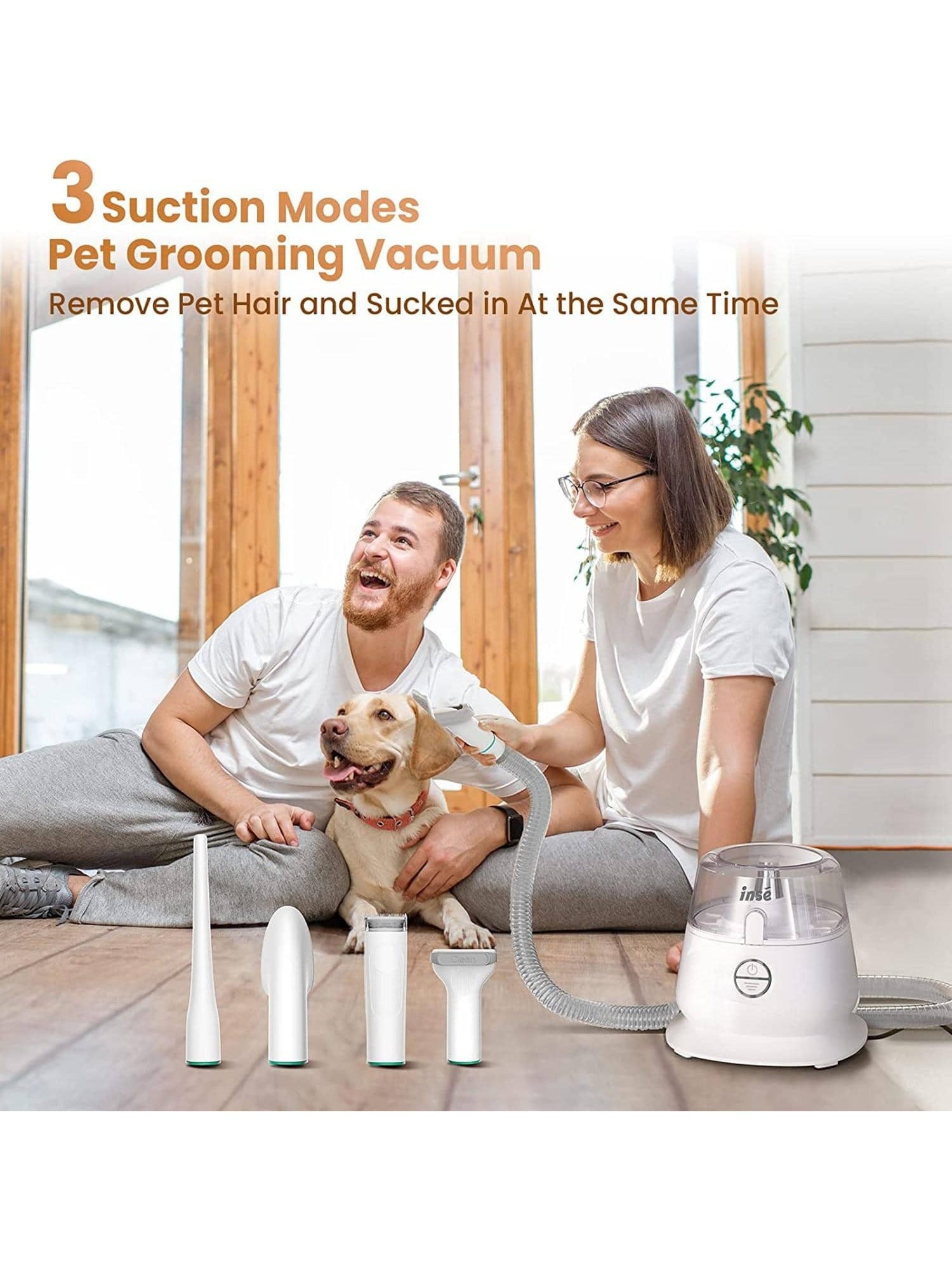 INSE P20 Pro Pet Grooming Vacuum & Dog Hair Vacuum Suck in 99% Pet Hair, Professional Dog Grooming Kit with 5 Grooming Tools,Large Easy Empty Dust Box, Dog Brush Vacuum for Shedding Dogs Cats Hair