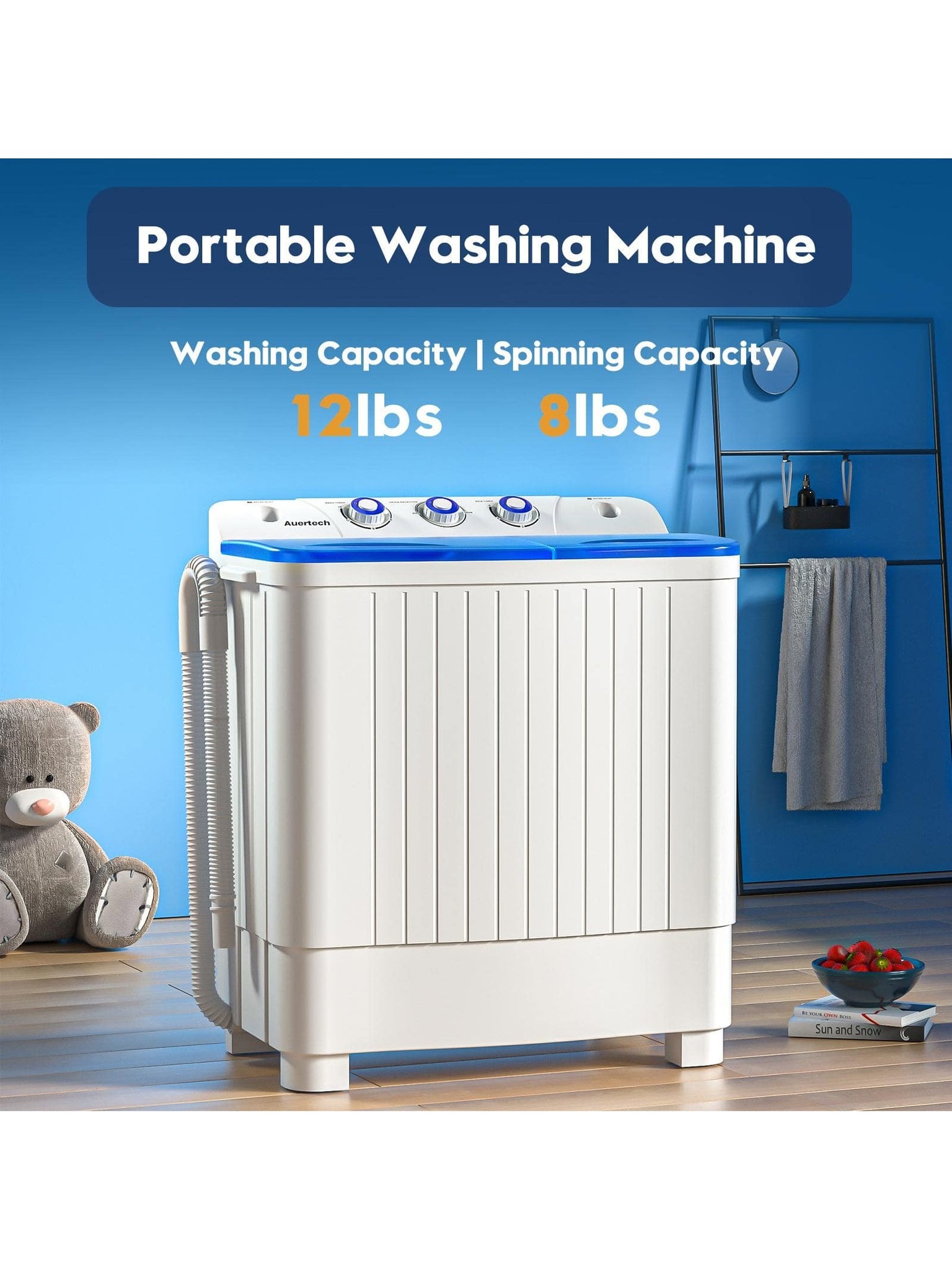 Auertech Portable Washing Machine, 20 Lbs Twin Tub Washer Mini Compact –  vacpi