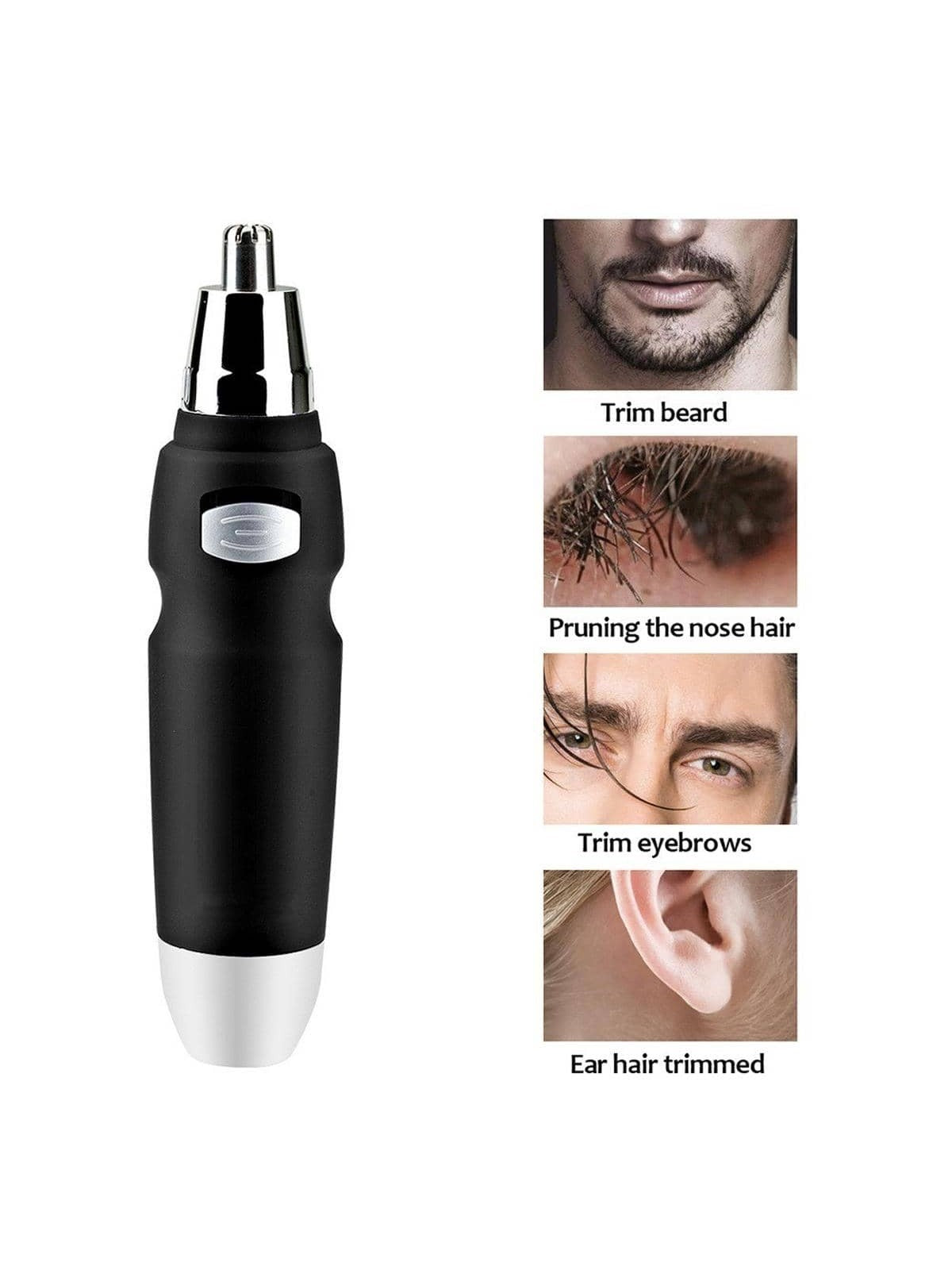 1pc ABS Men Electric Nose Hair Trimmer, Modern Black 5AA Battery Type Nose Clipper For Nose Care