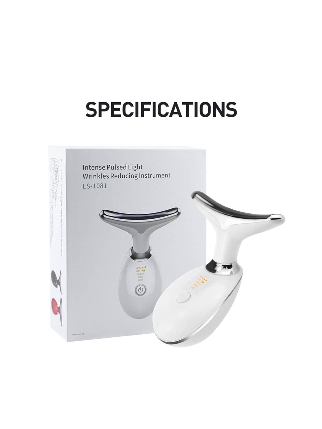 ES-1081 Intense Pulsed Neck Face Firming Wrinkle Removal Tool - Heat Rejuvenation Device, Smooth and Firm Skin - Double Chin Reducer Slimmer Vibration Massage With 3 Color Modes For Wrinkles Appearance Remove and Skin Tightening Lifting Massager
