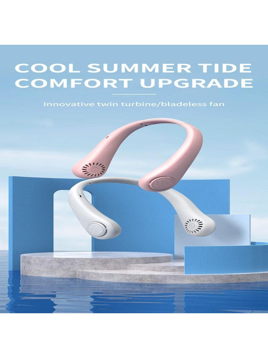 1pc ABS Portable Neck Fan, Modern Green USB Mini Hand-free Bladeless Fan For Summer