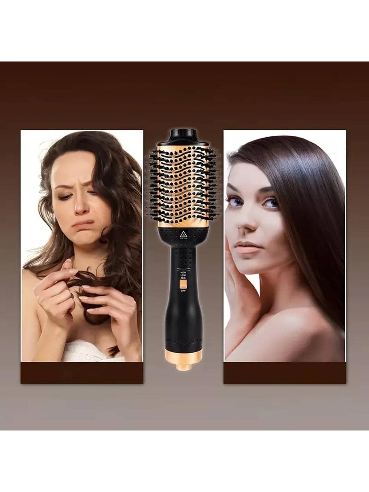1pc ABS Electric Hair Comb, Modern Rotating Adjustable Hot & Cool Blow Hair Comb For Home