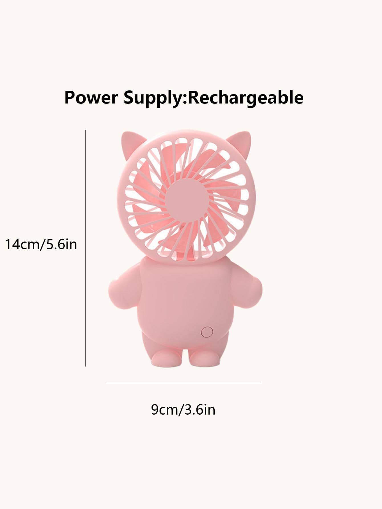1pc ABS Mini Fan, Cute Cat Design Pink Portable USB Charging Handheld Fan For Daily Life