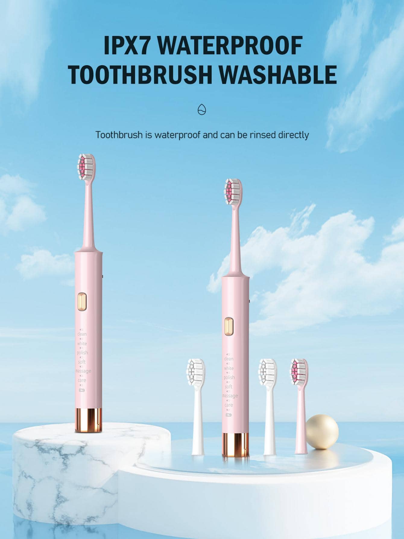 1set ABS Waterproof Electric Toothbrush With Brush Head