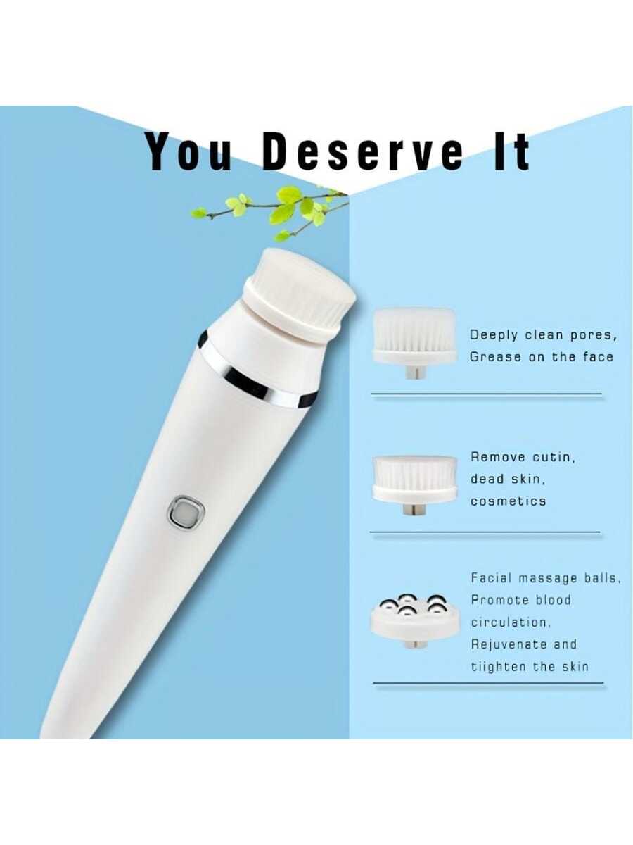 1pc ABS Facial Cleanser, Modernist White 4 In 1 Facial Cleansing Instrument For Personal Care