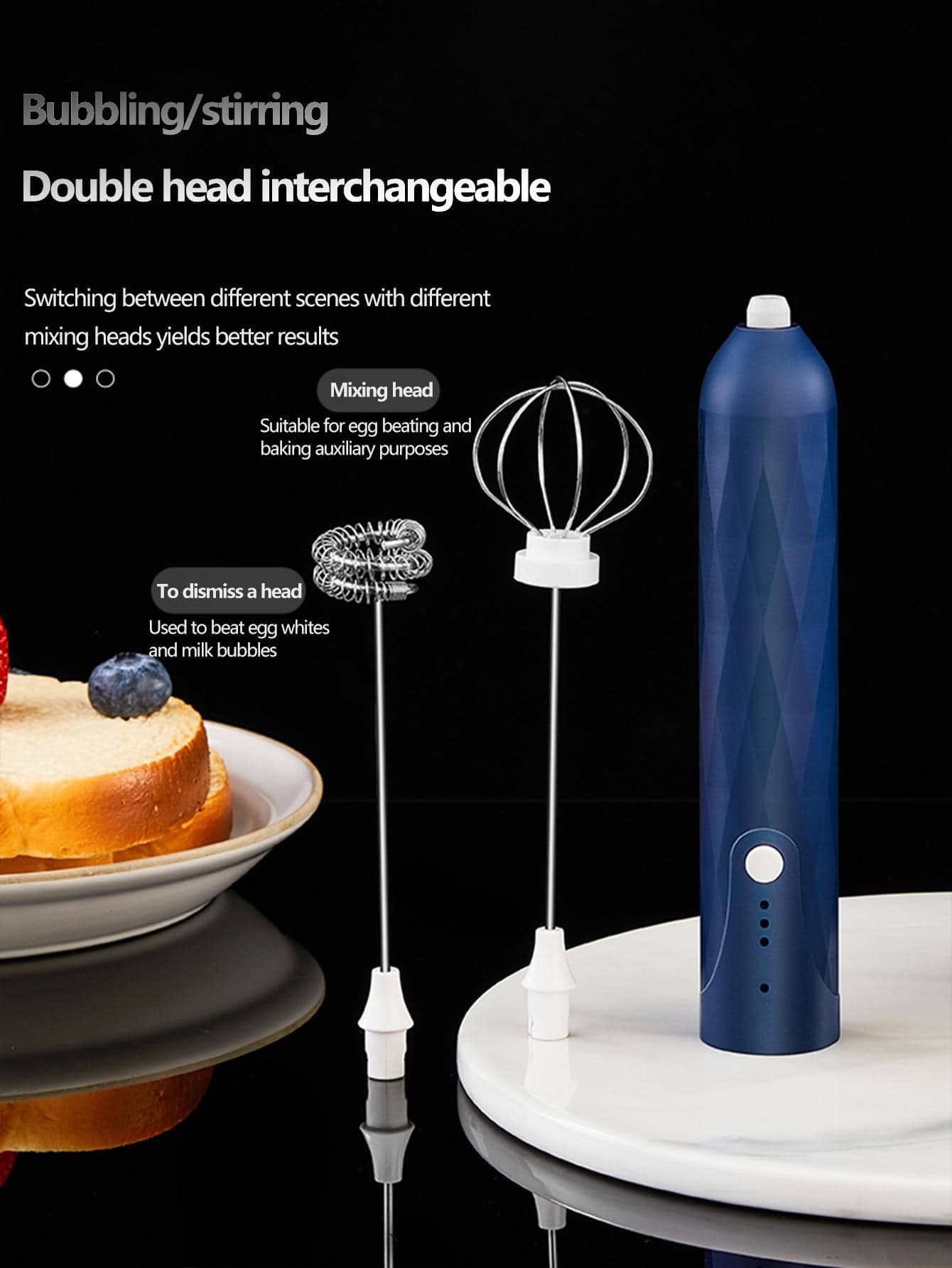 1pc ABS Electric Egg Whisk, Daily Blue Electric Egg Beater For Kitchen
