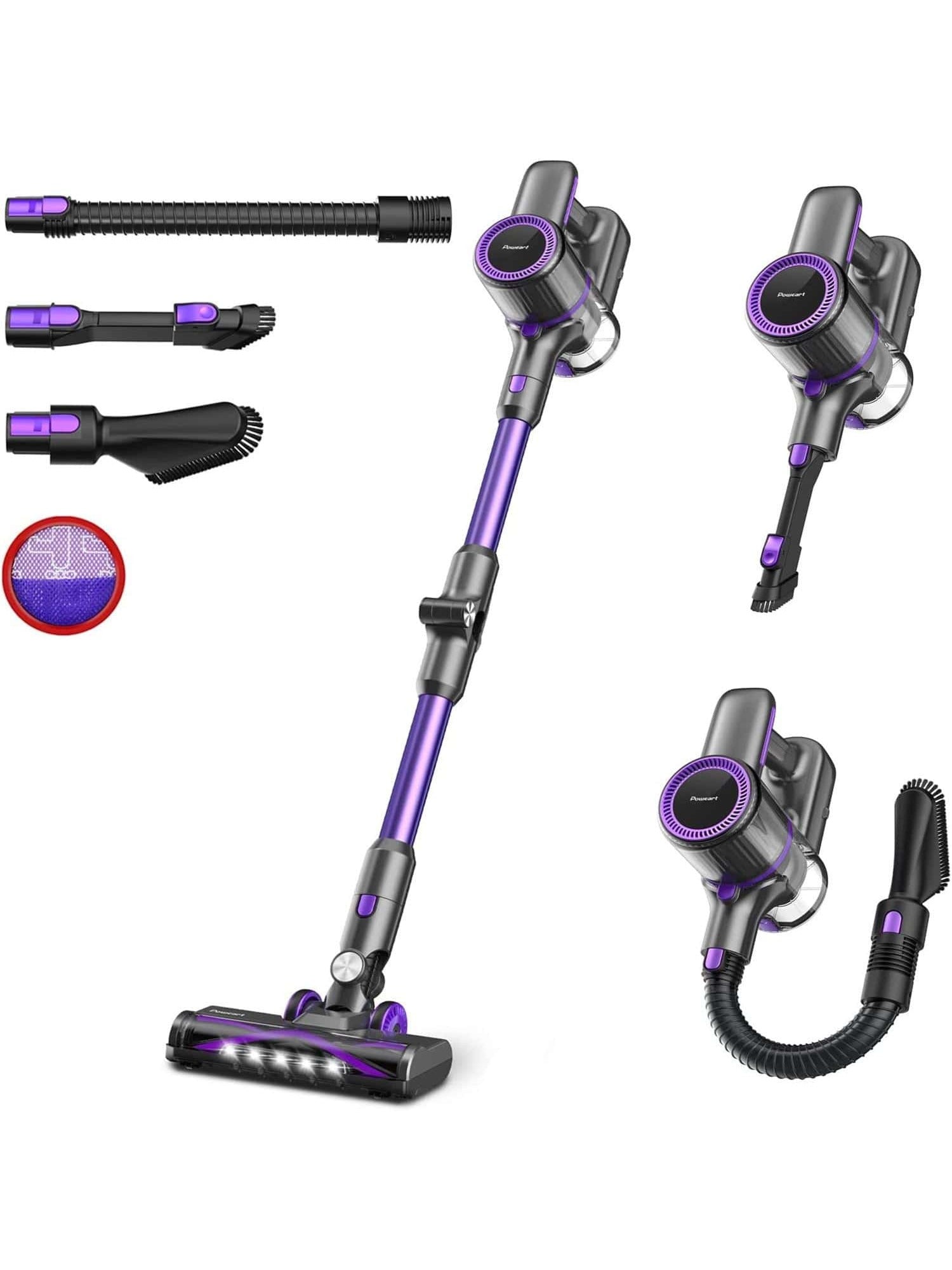 POWEART Cordless Vacuum Cleaner with 30Kpa Powerful Suction, 350W Rechargeable Vacuum Cleaner with 8-Cell 2600mAh Battery, 8-in-1 Cordless Stick Vacuum for Hard Floor Carpet Pet Hair