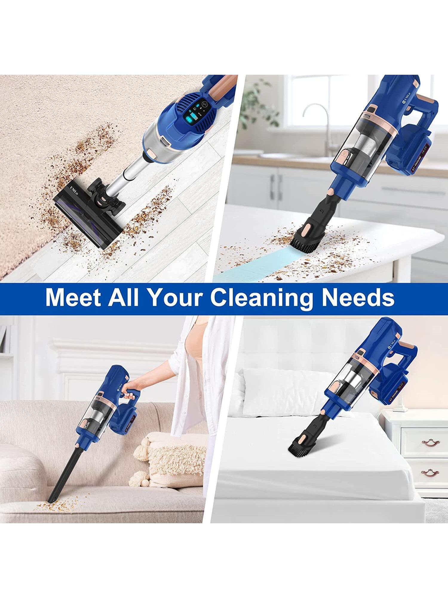 UMLo Cordless Vacuum Cleaner, 300W 28Kpa Cordless Stick Vacuum with LED Display, Up to 60mins Runtime, 4000mAh Battery Cordless Vacuum, 6 in 1 Lightweight Vacuum for Pet Hair Carpet Hard Floor