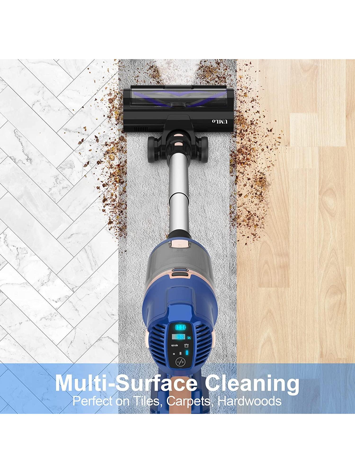UMLo Cordless Vacuum Cleaner, 300W 28Kpa Cordless Stick Vacuum with LED Display, Up to 60mins Runtime, 4000mAh Battery Cordless Vacuum, 6 in 1 Lightweight Vacuum for Pet Hair Carpet Hard Floor