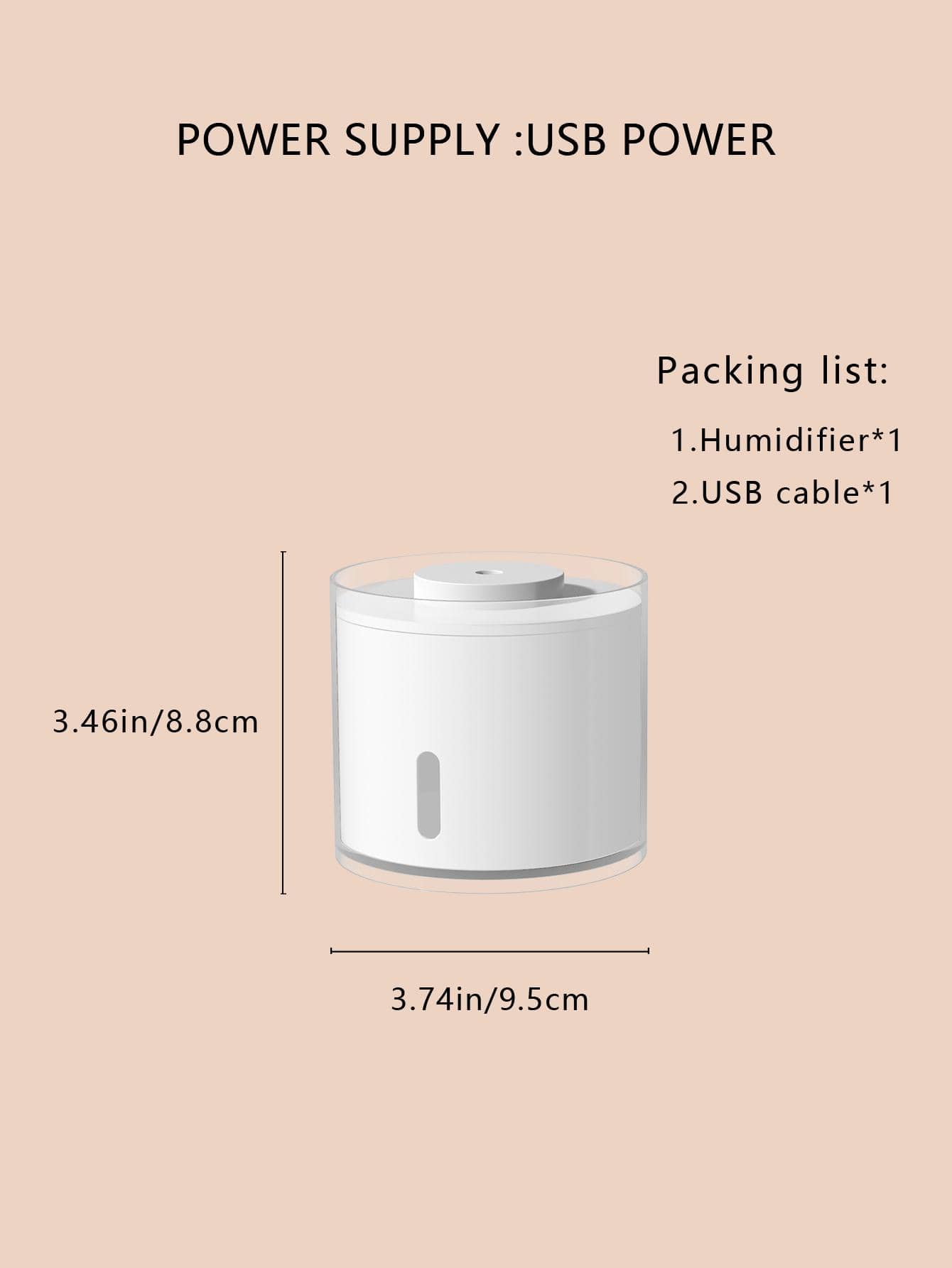 1pc ABS Humidifier With USB, Modernist Portable Desktop Atomizer Hydrating Device For Home